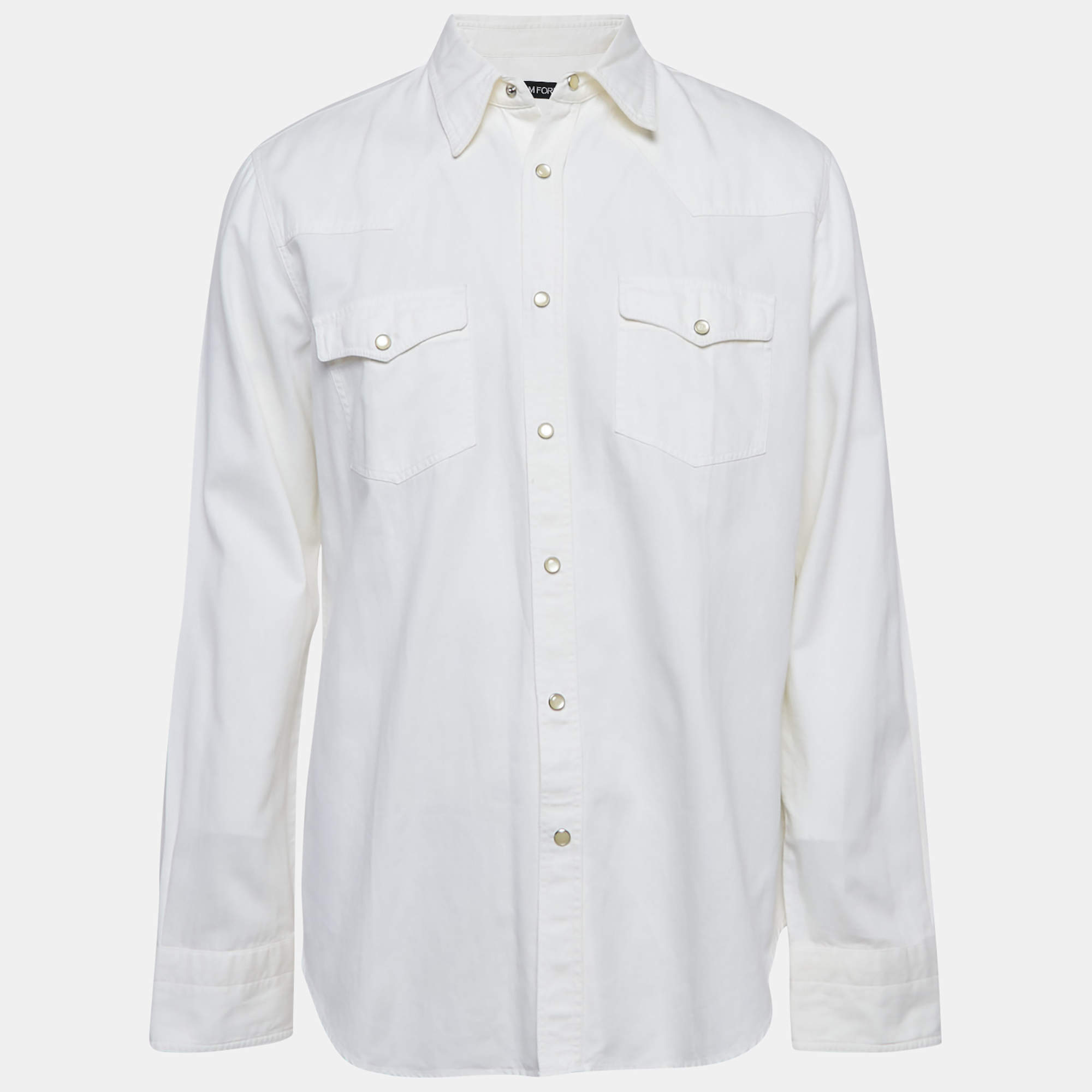 Pre Owned Tom Ford White Cotton Full Sleeve Shirt XL