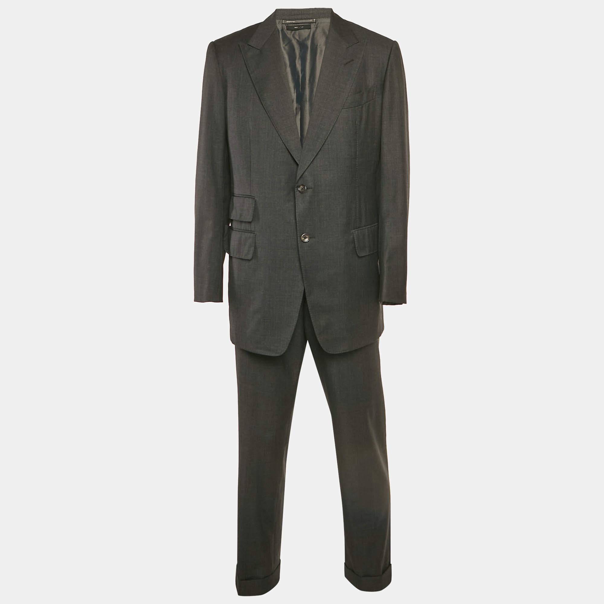 Tom Ford Grey Wool Tailored Pants Suit XXL