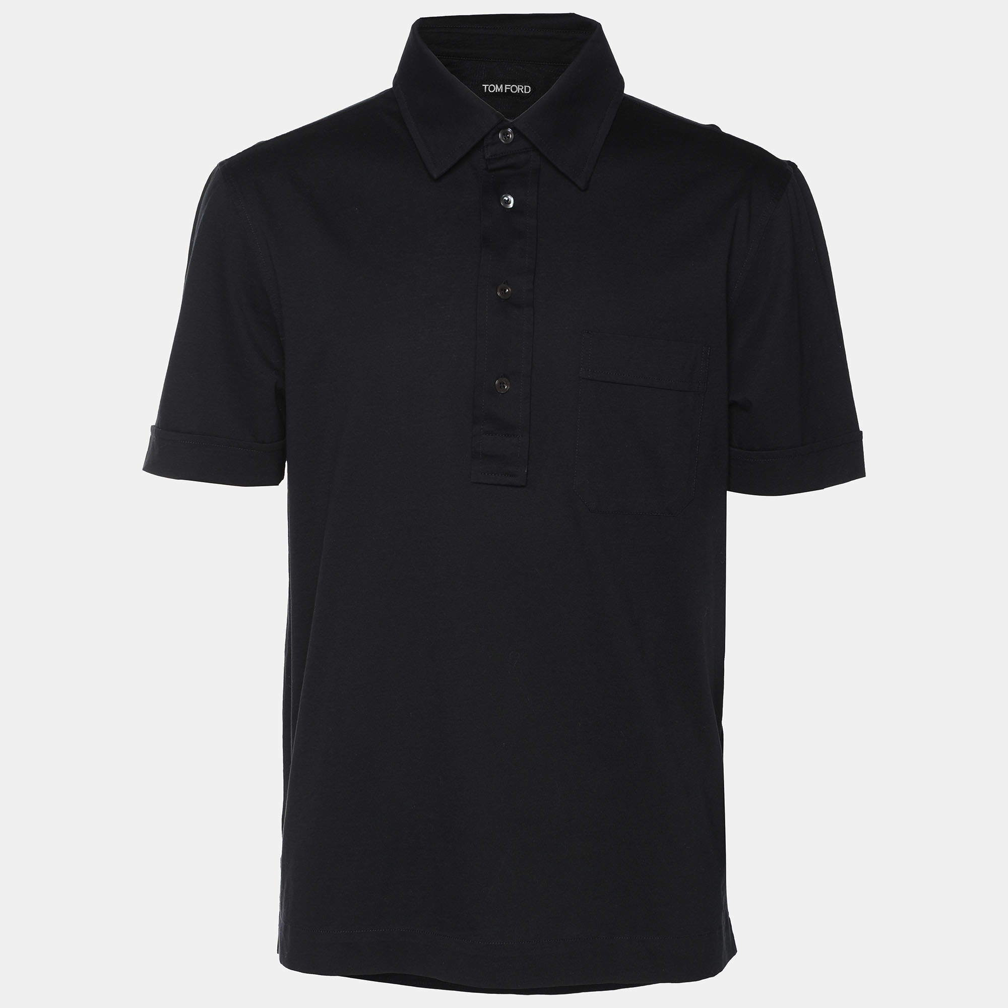 Tom Ford Black Cotton Polo T-Shirt M