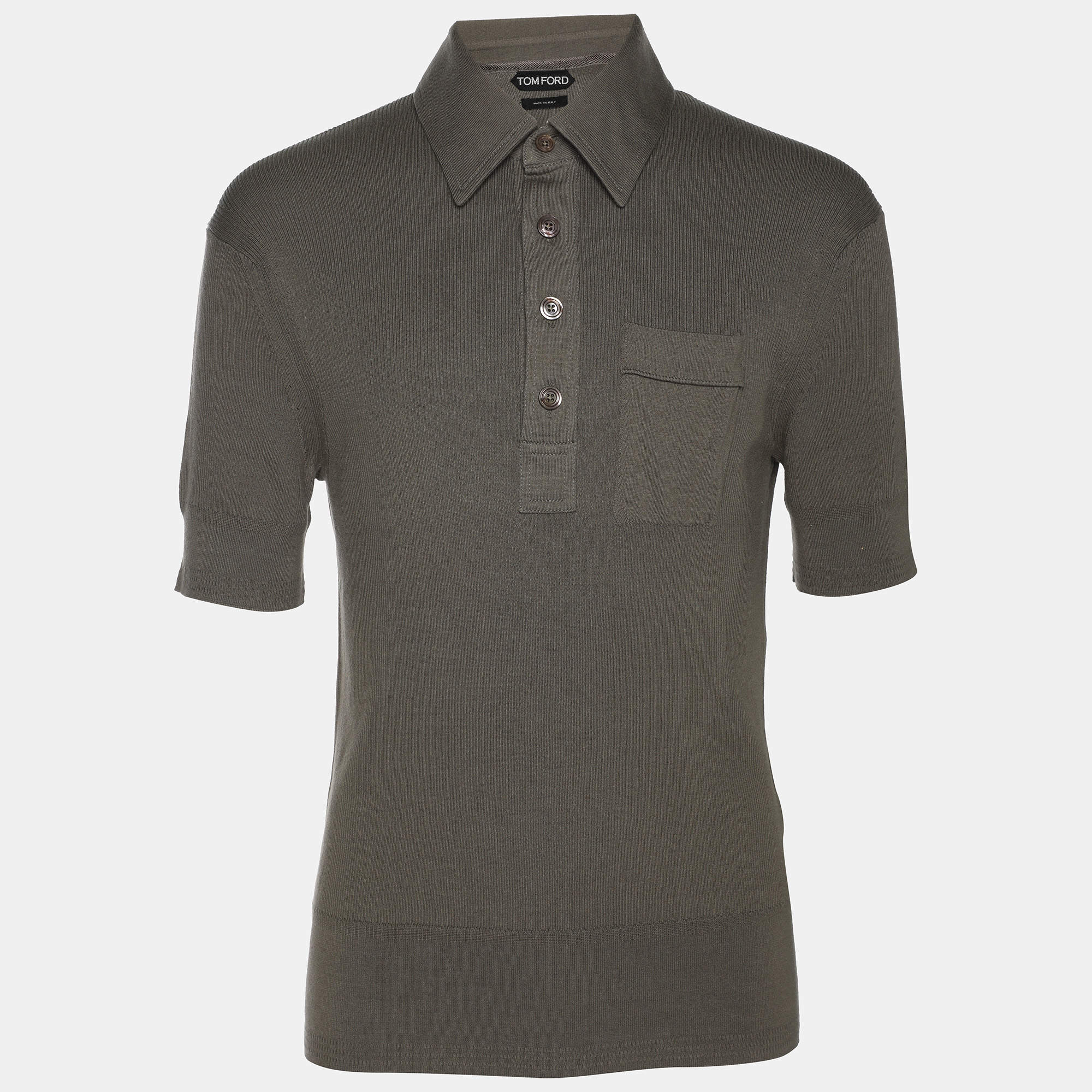 Tom Ford Green Cotton Knit Polo T-Shirt L