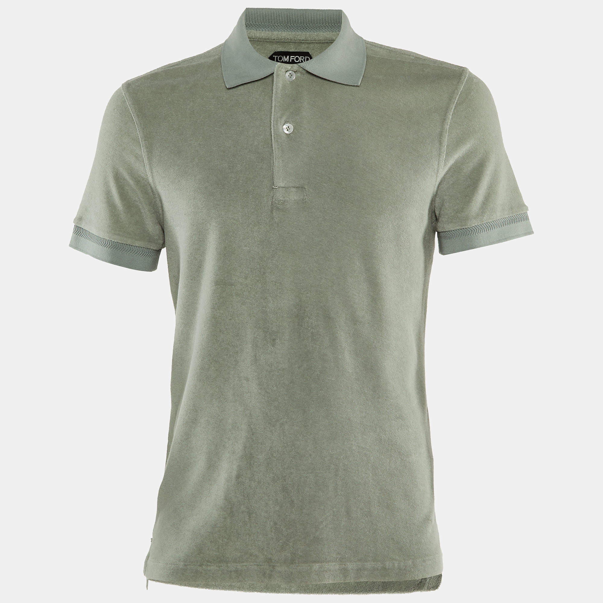 Pre Owned Tom Ford Pastel Green Terry Cotton Polo T-Shirt M