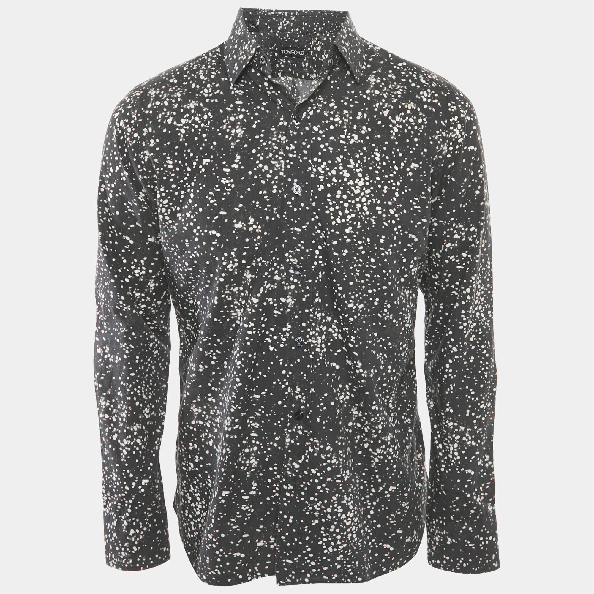 Pre Owned Tom Ford Black Printed Cotton Long Sleeve Shirt M