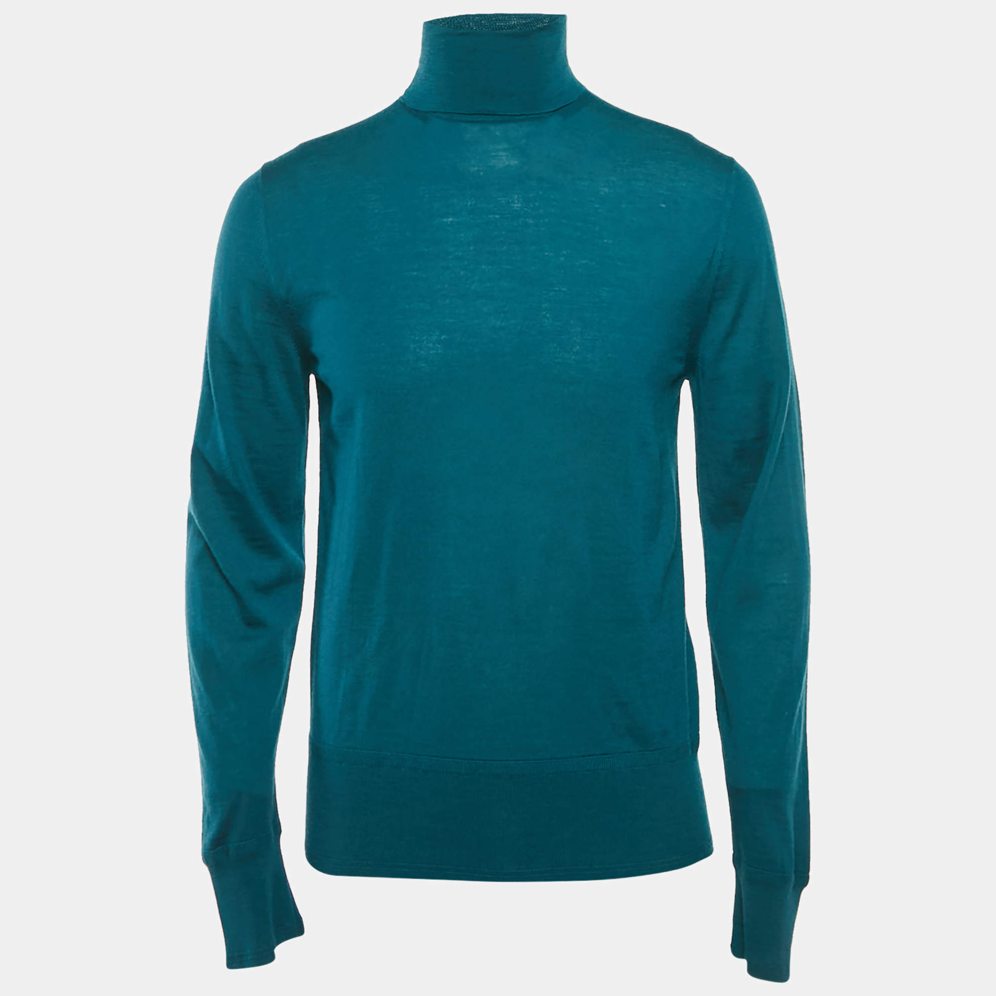 Pre Owned Tom Ford Bottle Green Cashmere Knit Turtleneck Sweater L