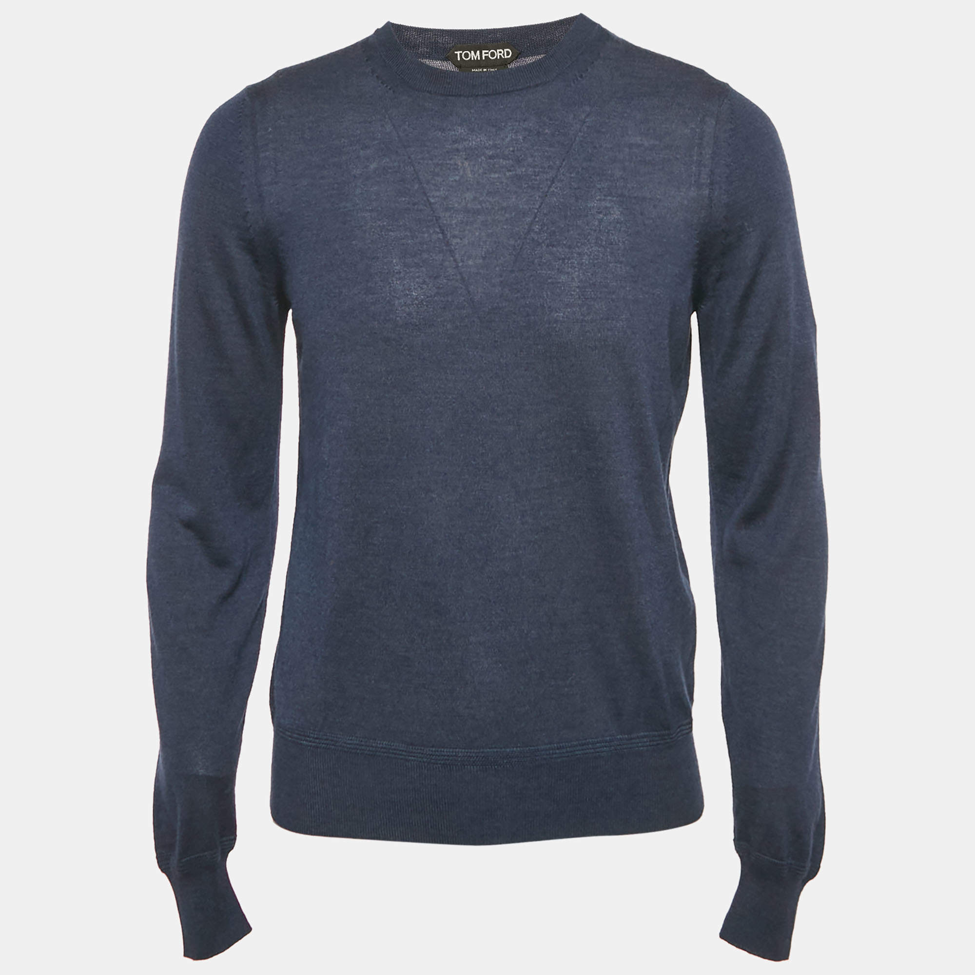 Pre Owned Tom Ford Blue Cashmere Knit Crewneck Pullover M
