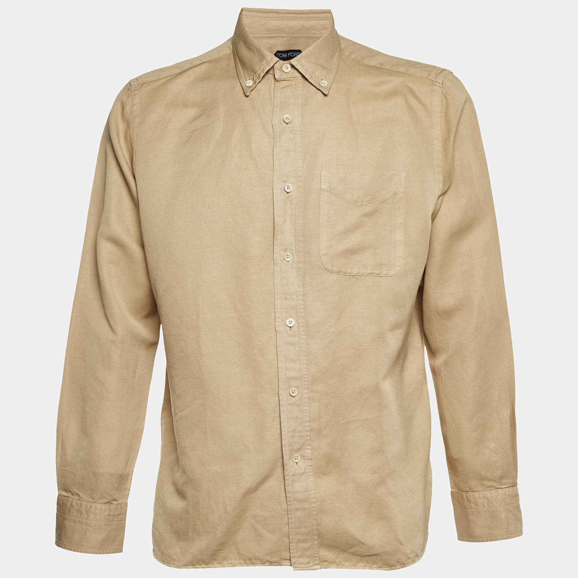 Pre Owned Tom Ford Beige Linen Blend Full sleeve Shirt XXL