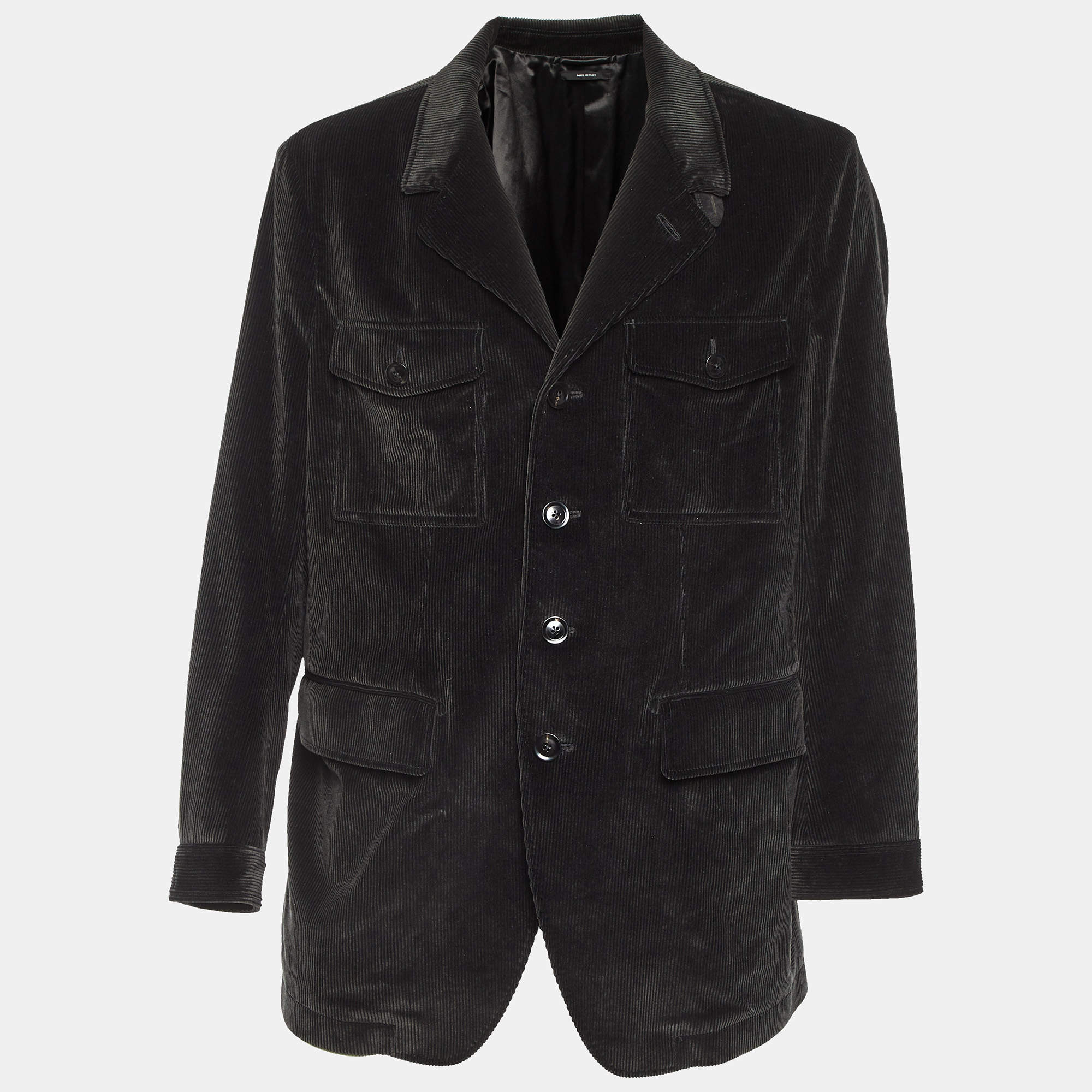 Pre Owned Tom Ford Black Corduroy Single Breasted Jacket XXXL