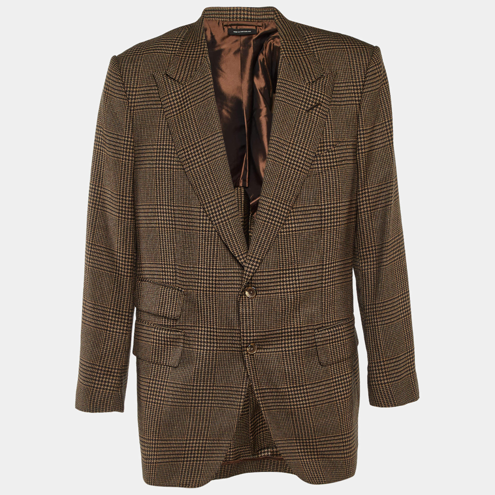 Pre Owned Tom Ford Brown Checked Wool Single Breasted Shelton Blazer XXXL