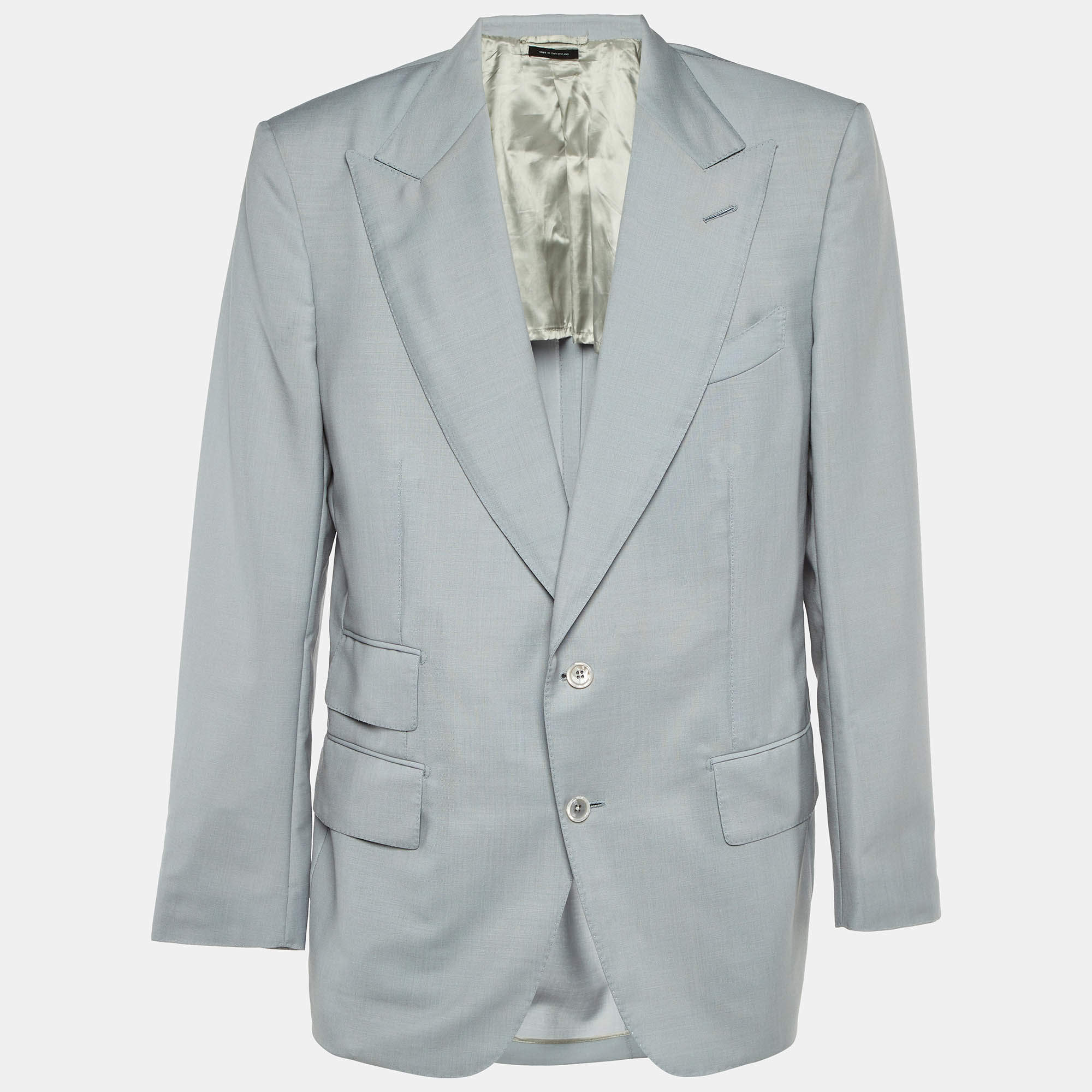 Pre Owned Tom Ford Light Blue Wool Single Breasted Atticus Blazer XXXL