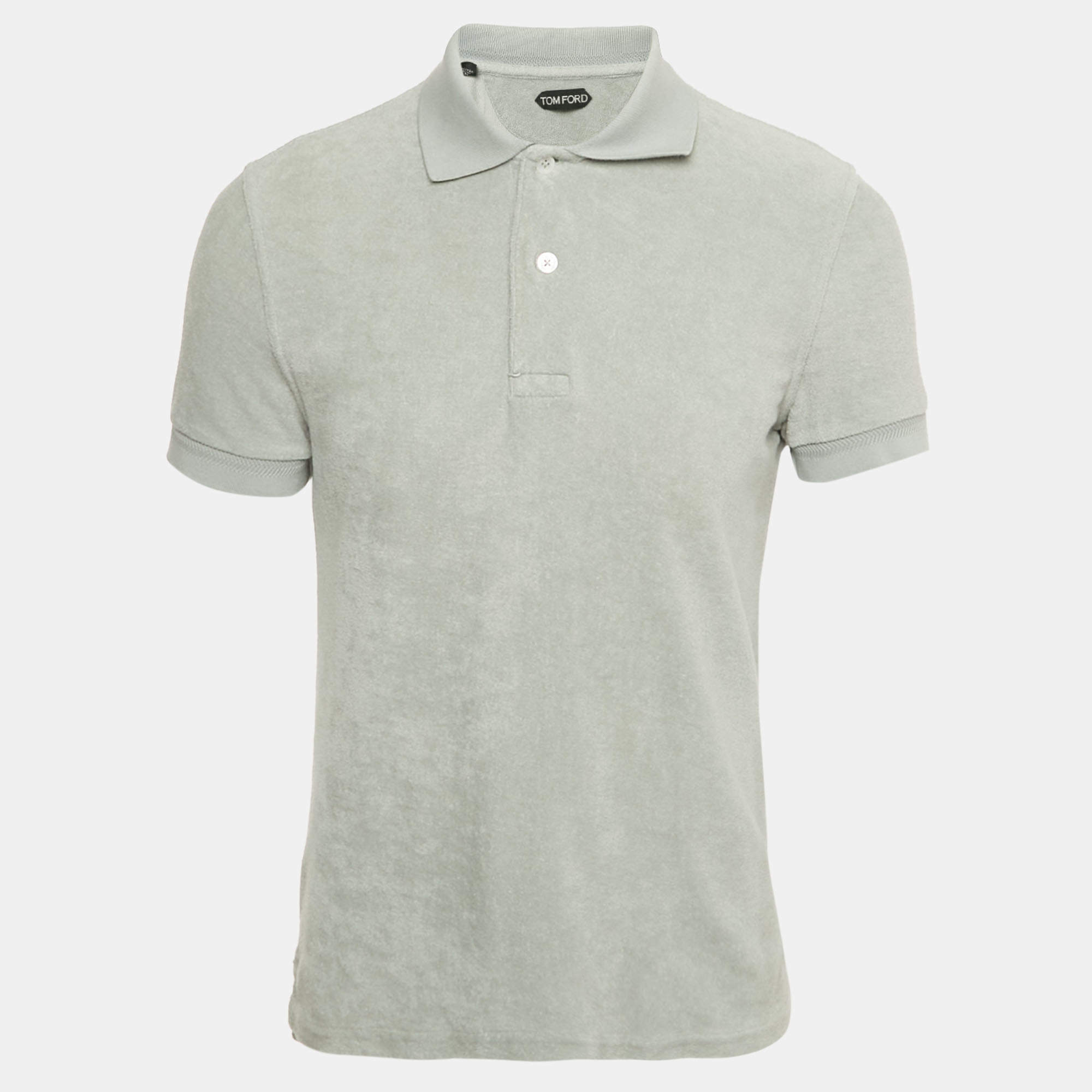 Pre Owned Tom Ford Light Blue Terry Cotton Polo T-Shirt S