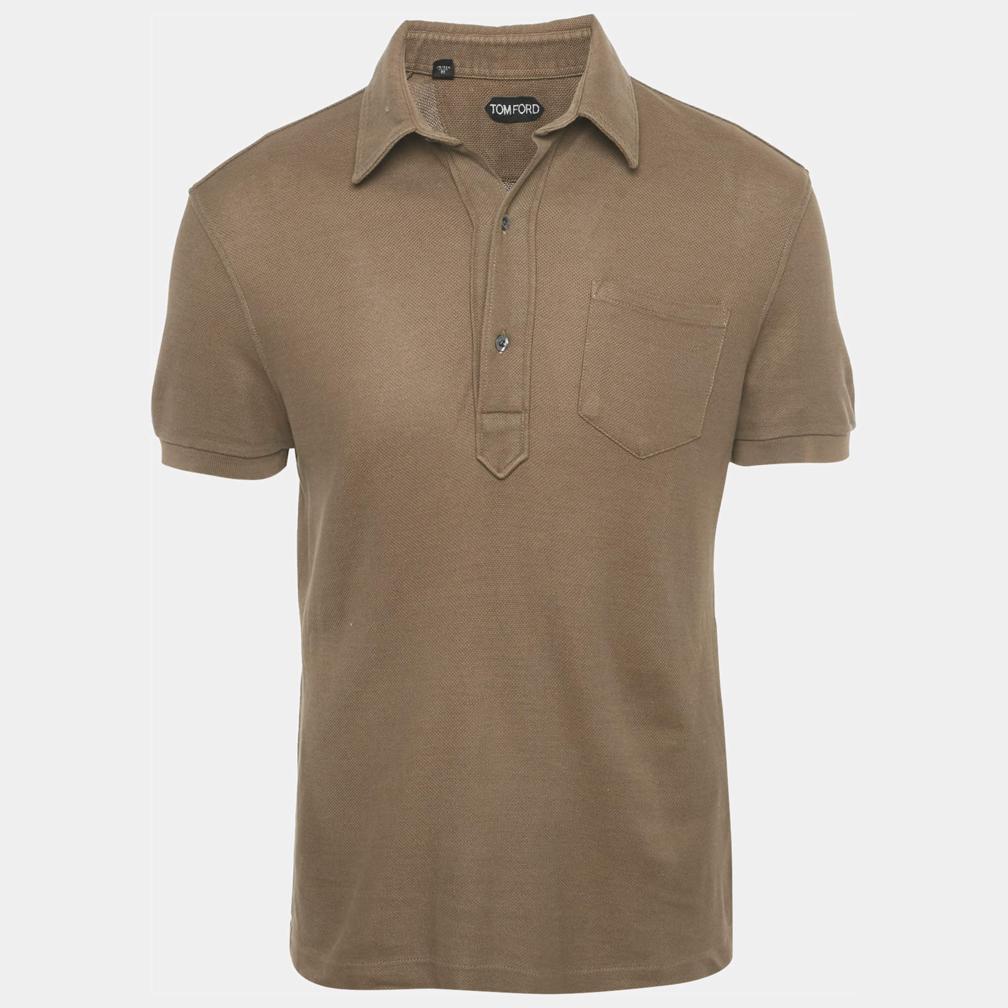 Pre Owned Tom Ford Brown Cotton Pique Polo T-Shirt M 