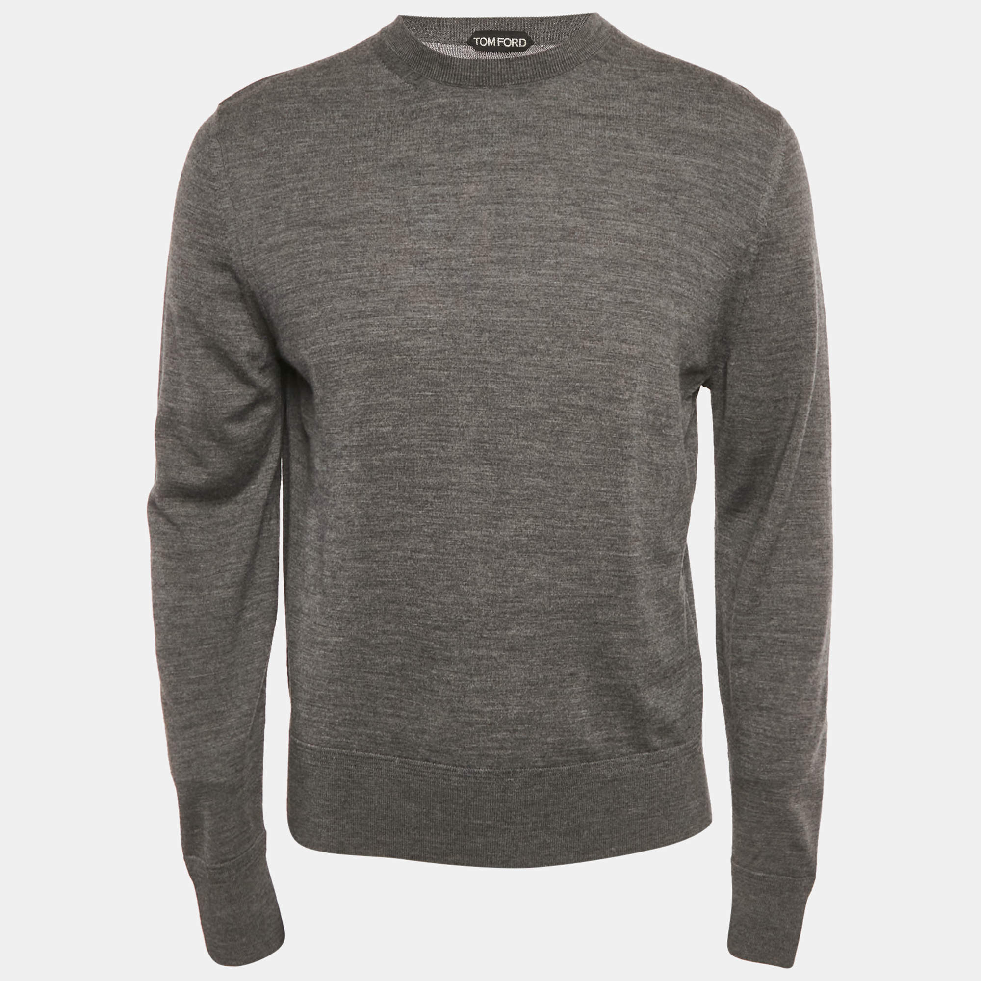 مملوكة مسبقًا Tom Ford Grey Wool Knit Crewneck Sweater L