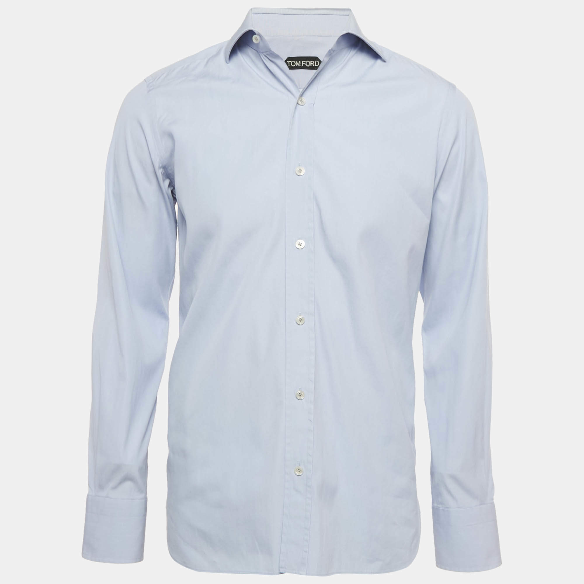 مملوكة مسبقًا Tom Ford Blue Cotton Button Front Shirt M