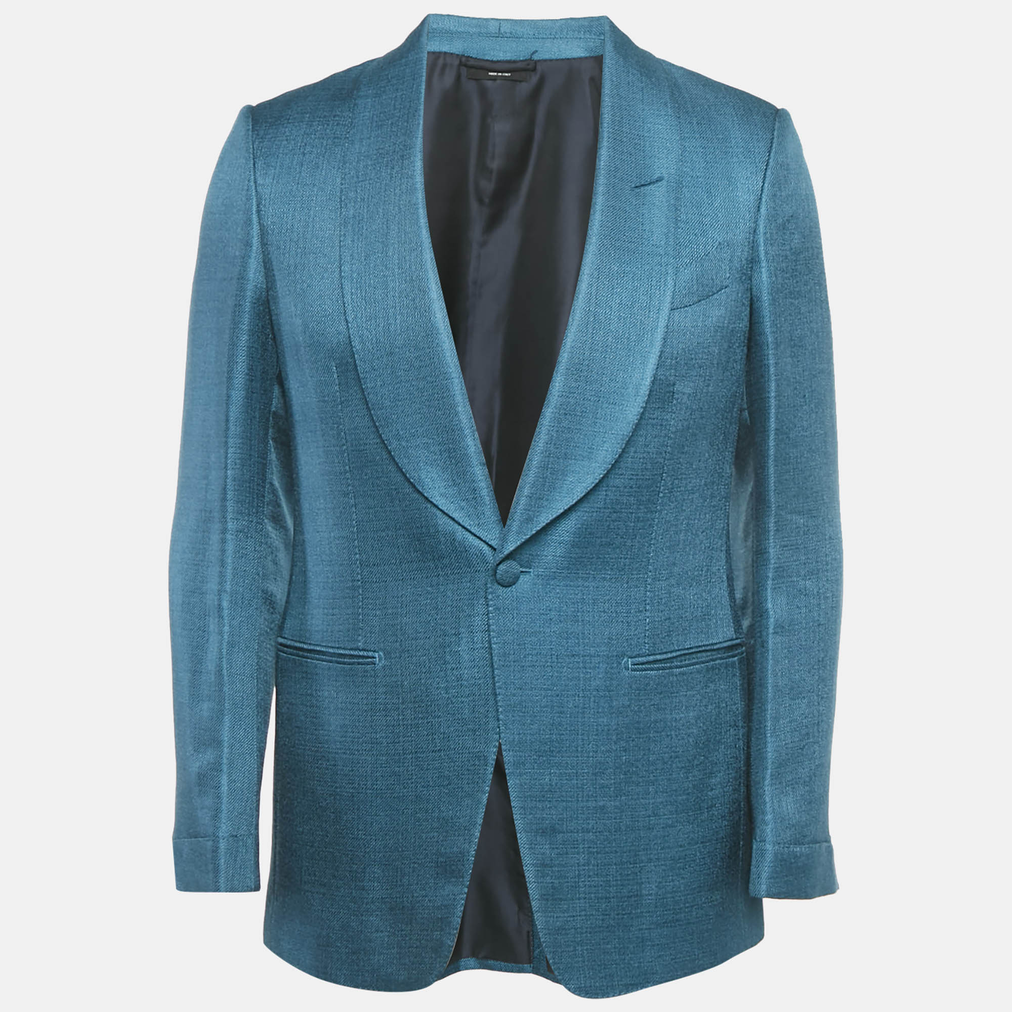 مملوكة مسبقًا Tom Ford Teal Blue Basket Weave Shelton Blazer S