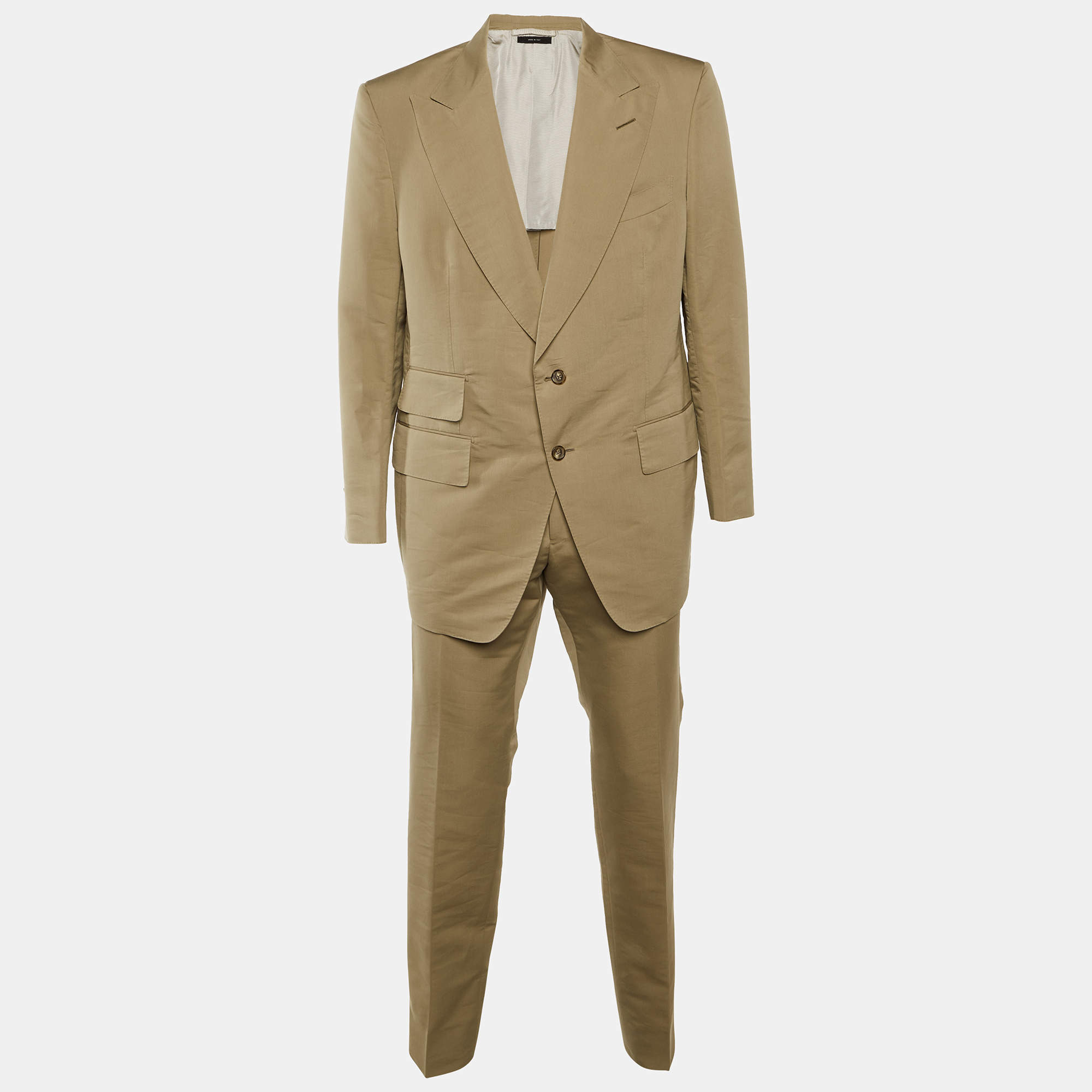 Pre Owned Tom Ford Beige Cotton & Silk Suit XXL