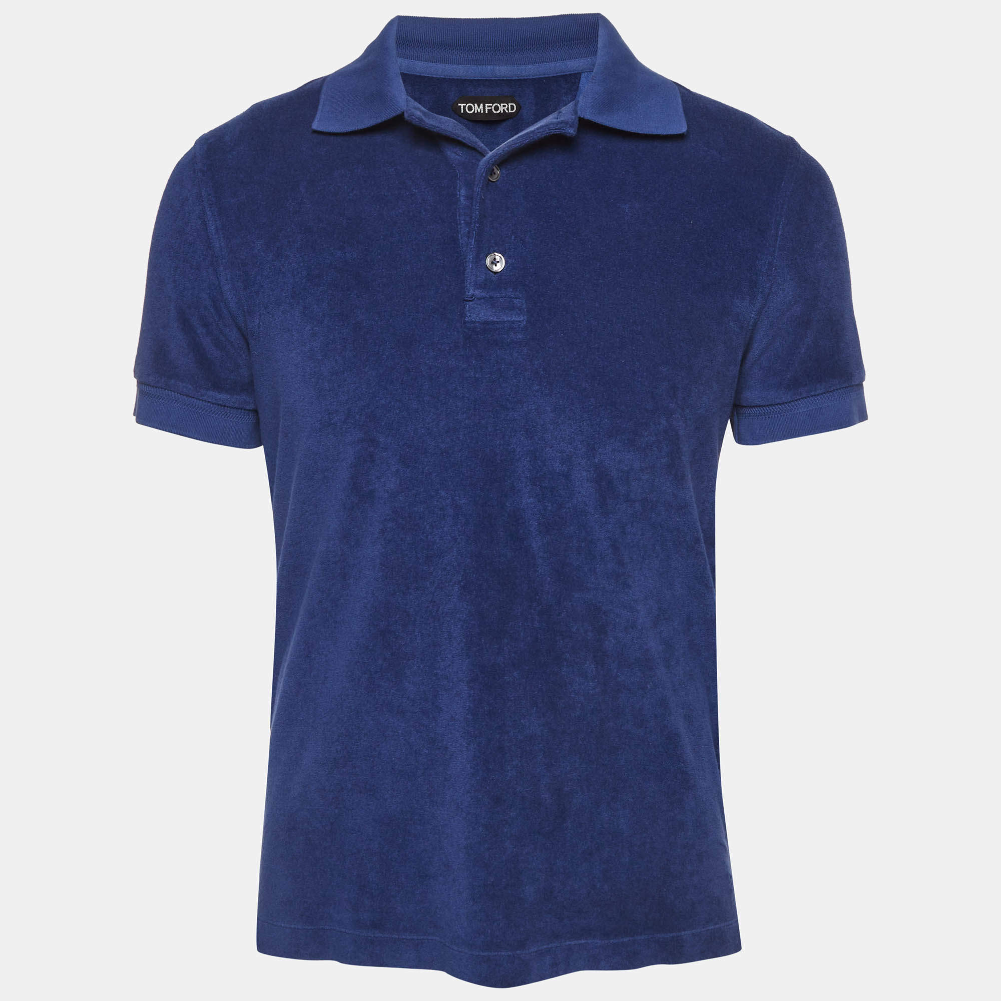 Pre Owned Tom Ford Blue Terry Polo T-Shirt L