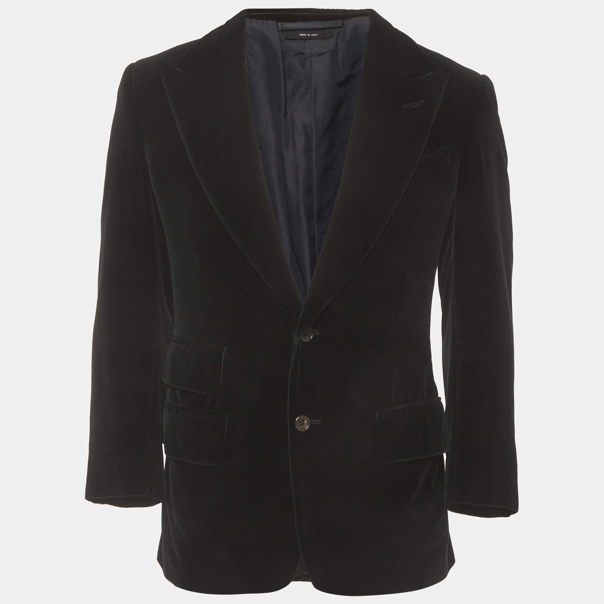 مملوكة مسبقًا Tom Ford Black Velvet Single Breasted Regular Fit Blazer XXL