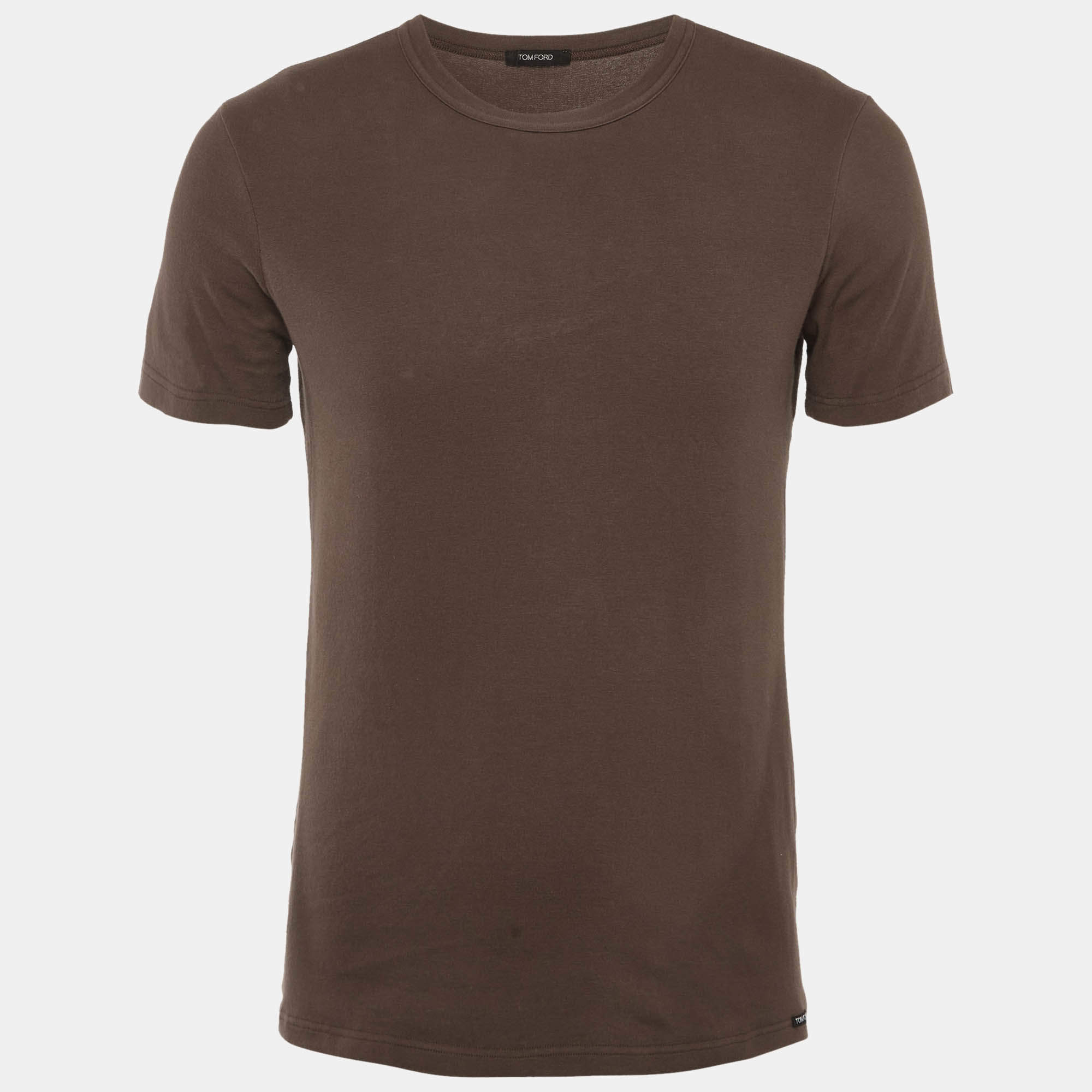 Pre Owned Tom Ford Brown Cotton Knit Crew Neck T-Shirt M