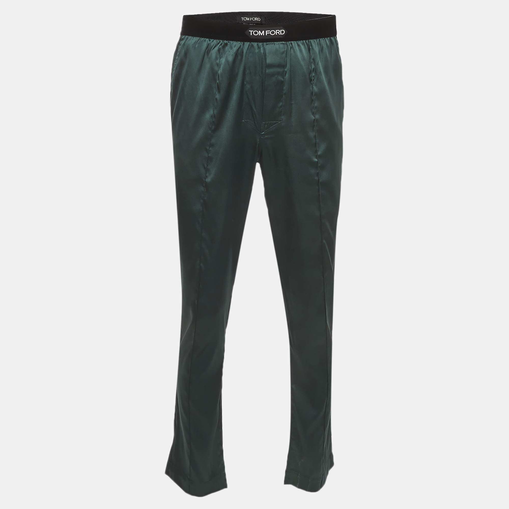 Pre Owned Tom Ford Green Satin Pajama Pants M