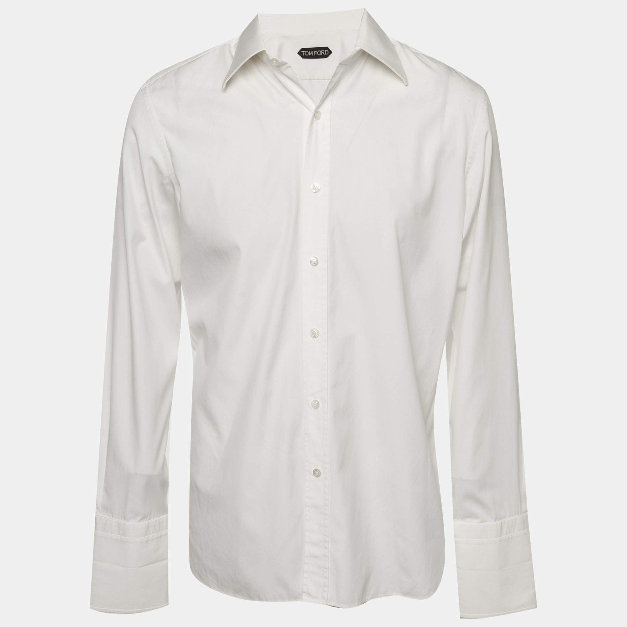 Pre Owned Tom Ford White Cotton Double Cuff Long Sleeve Shirt XL