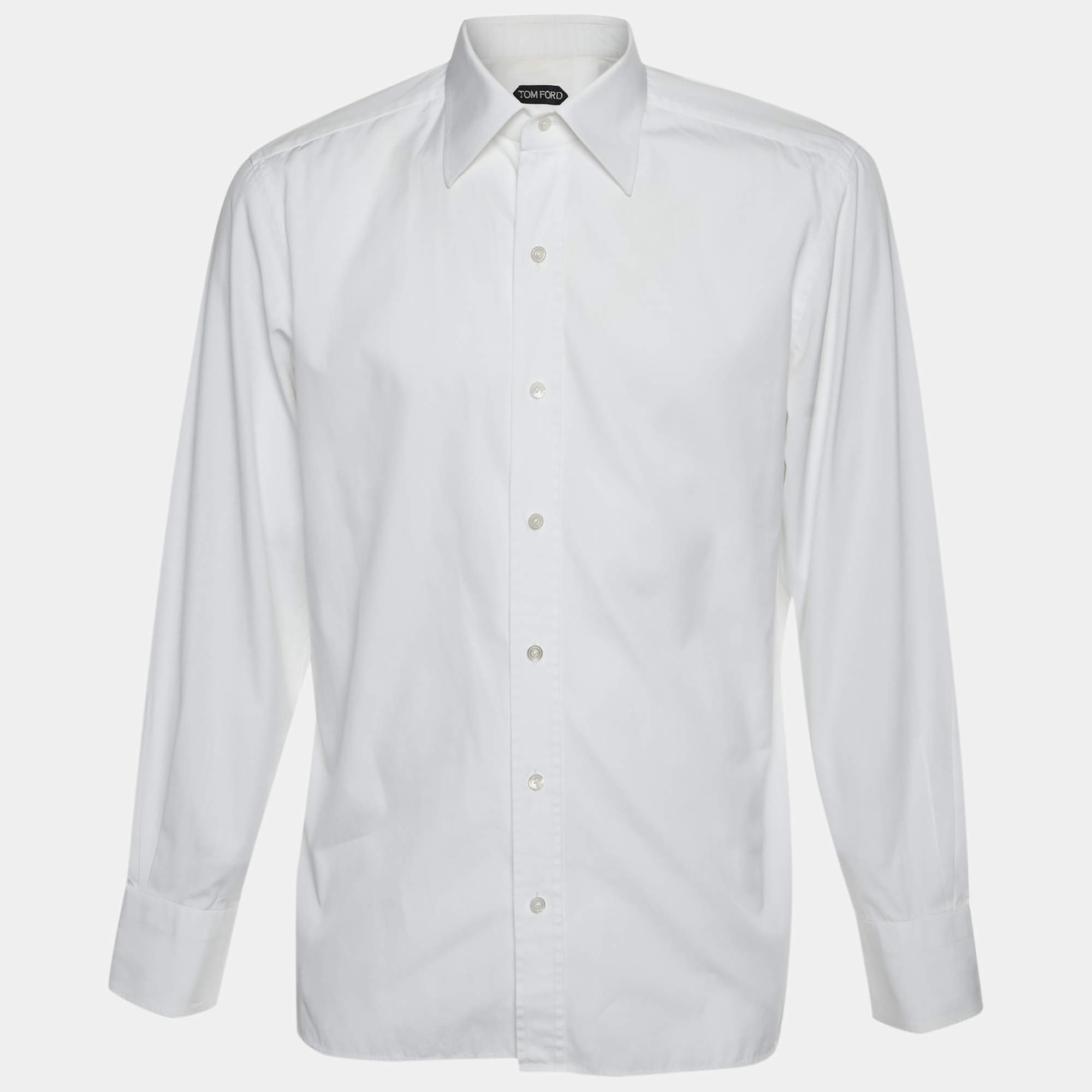 Pre Owned Tom Ford White Cotton Button Up Shirt L