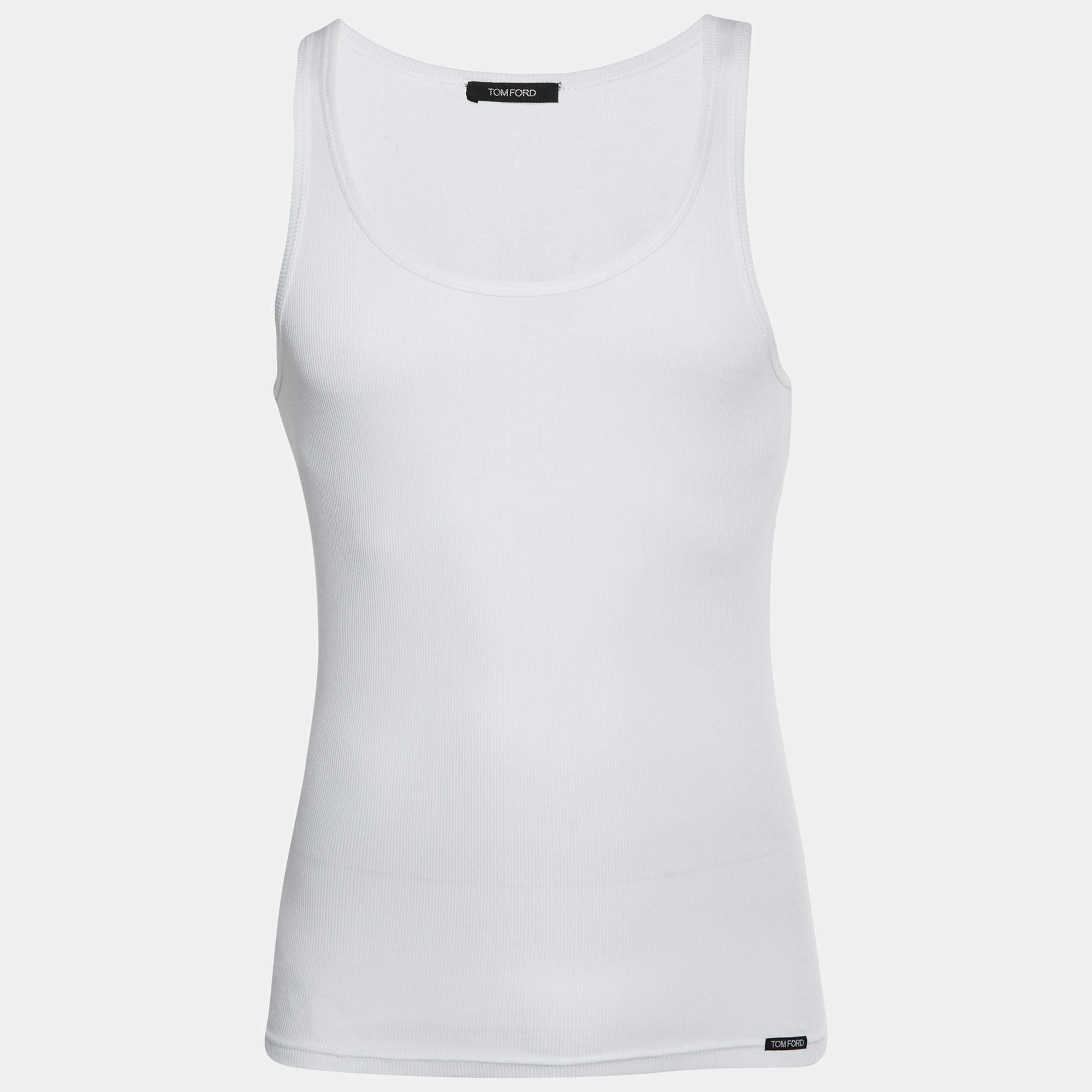 Pre Owned Tom Ford White Rib Knit Tank Top S