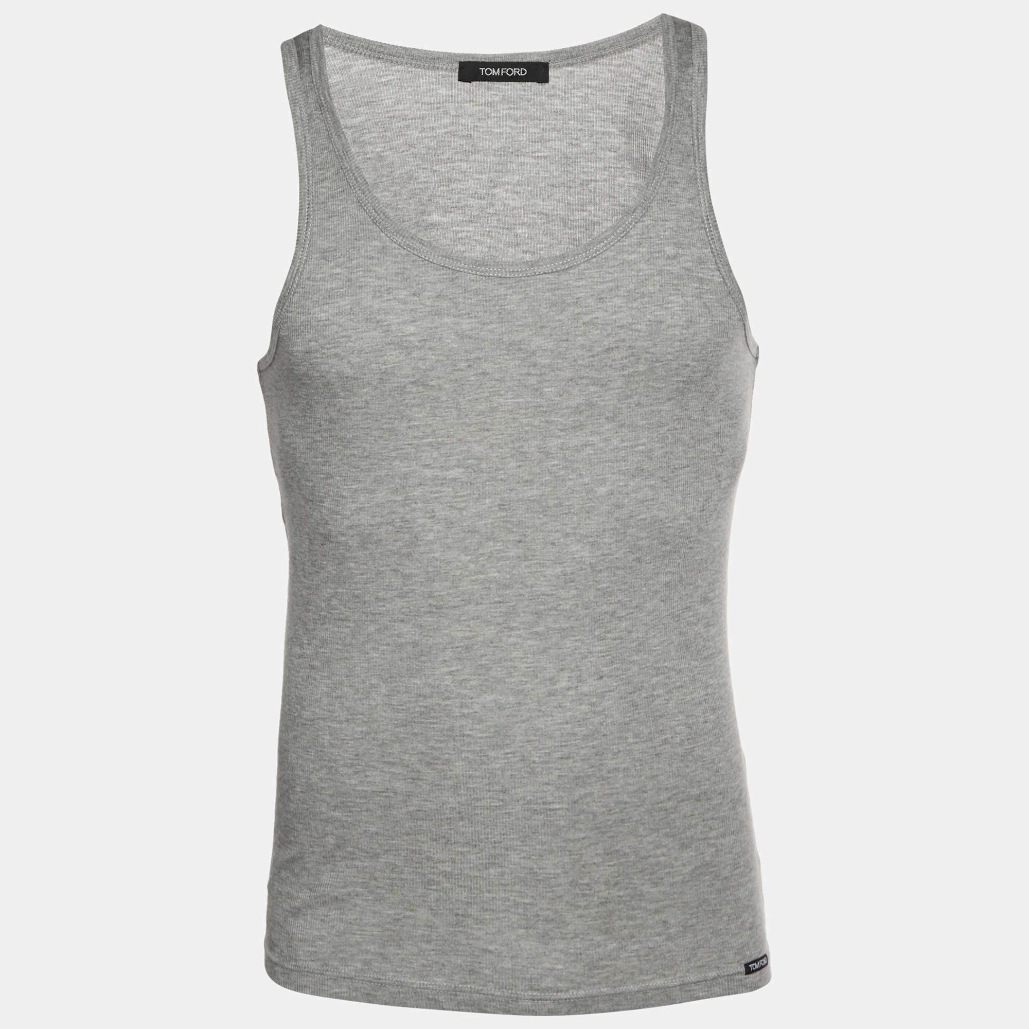 Pre Owned Tom Ford Grey Rib Knit Tank Top S