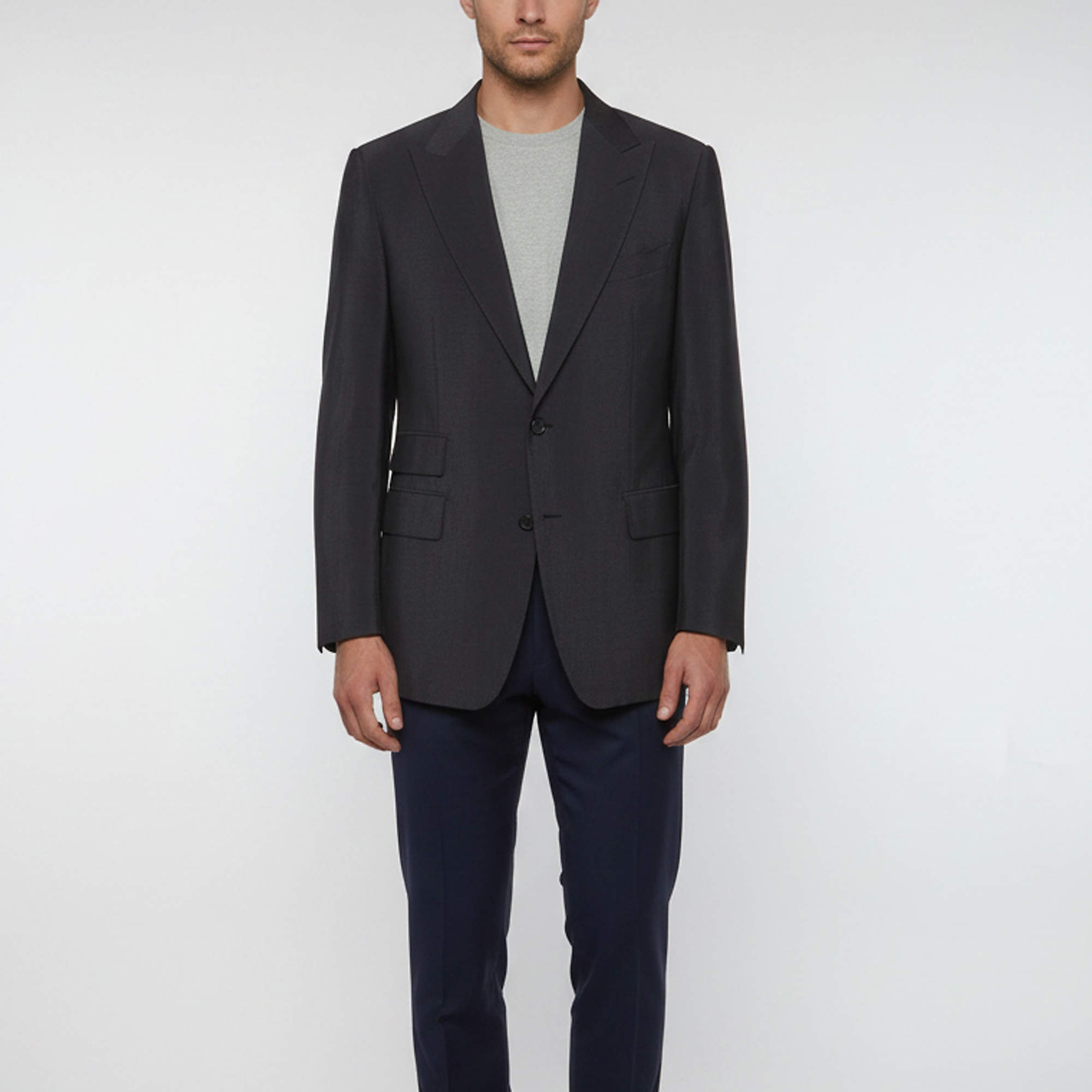 مملوكة مسبقًا Tom Ford Grey Wool Blend Single Breasted Blazer XXL