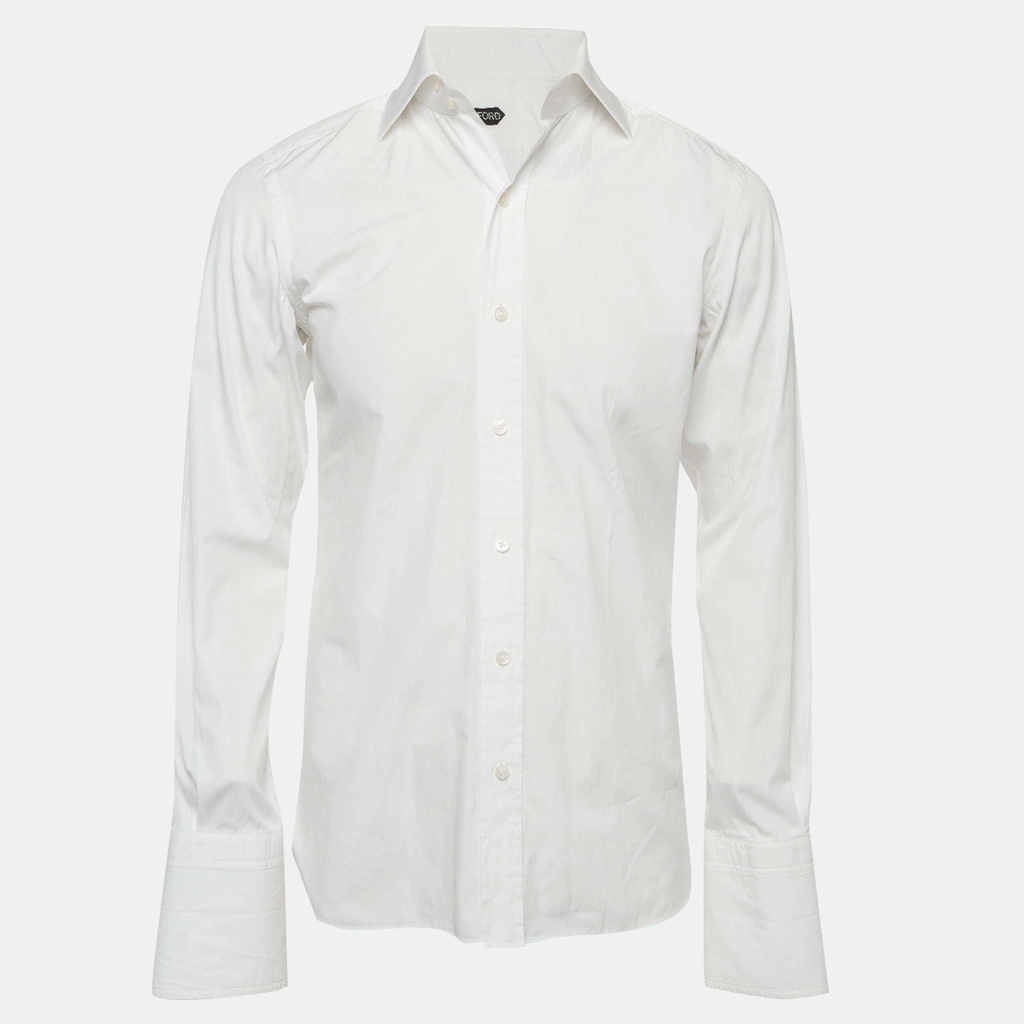 Pre Owned Tom Ford White Cotton French Cuff Button Up Shirt M