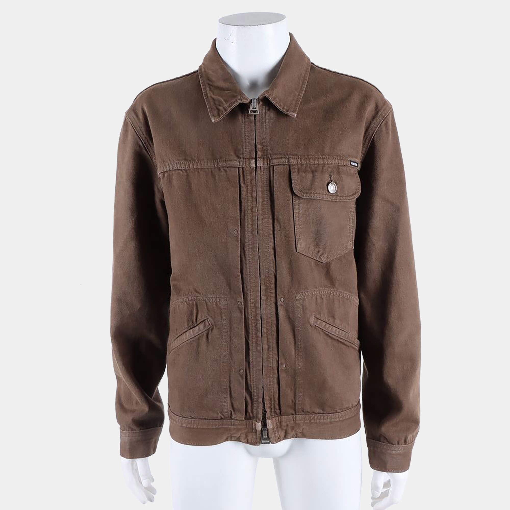 Pre Owned Tom Ford Brown denim Zip Up Jacket Size M