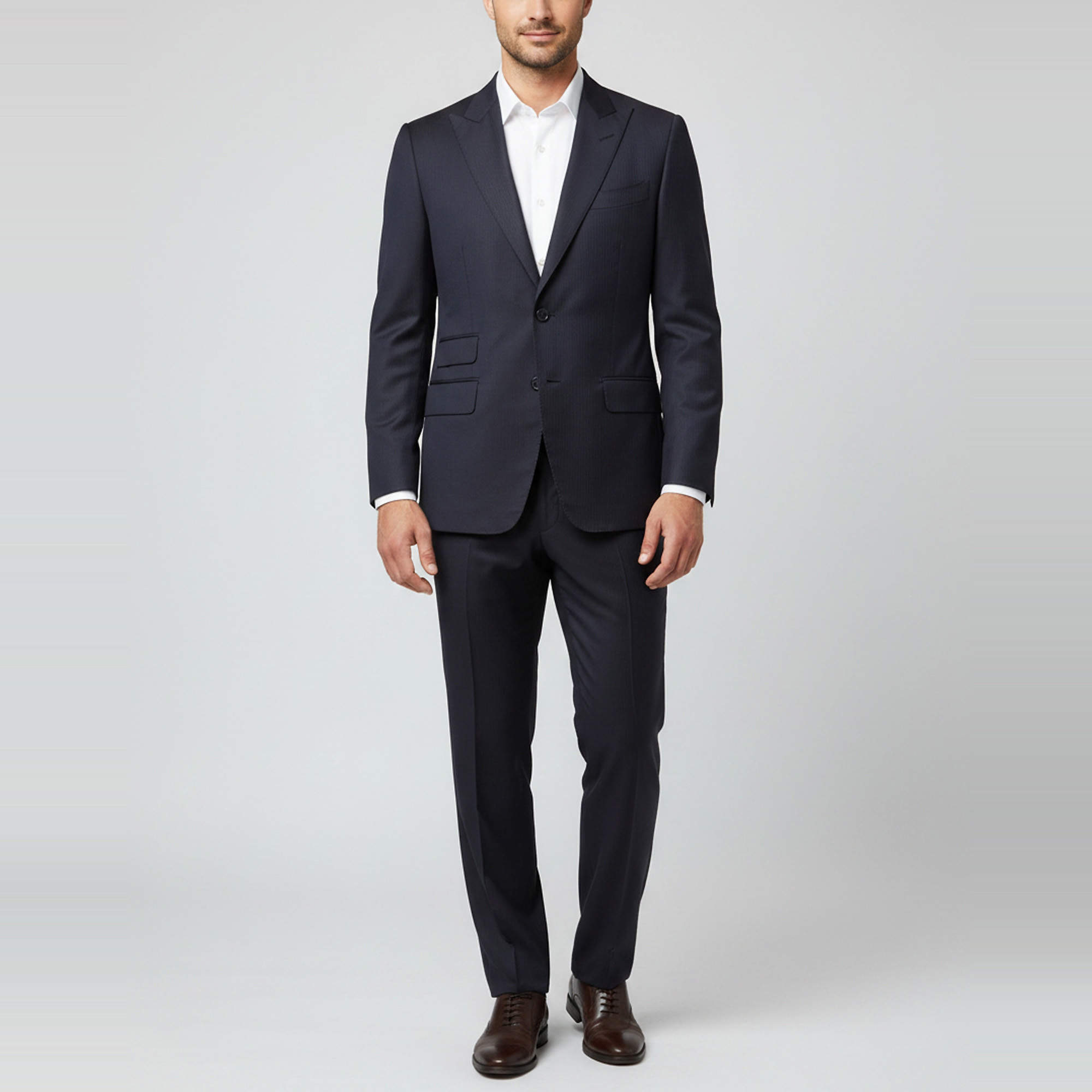 Pre Owned Tom Ford Navy Blue Pinstripe Wool Tailored Suit L