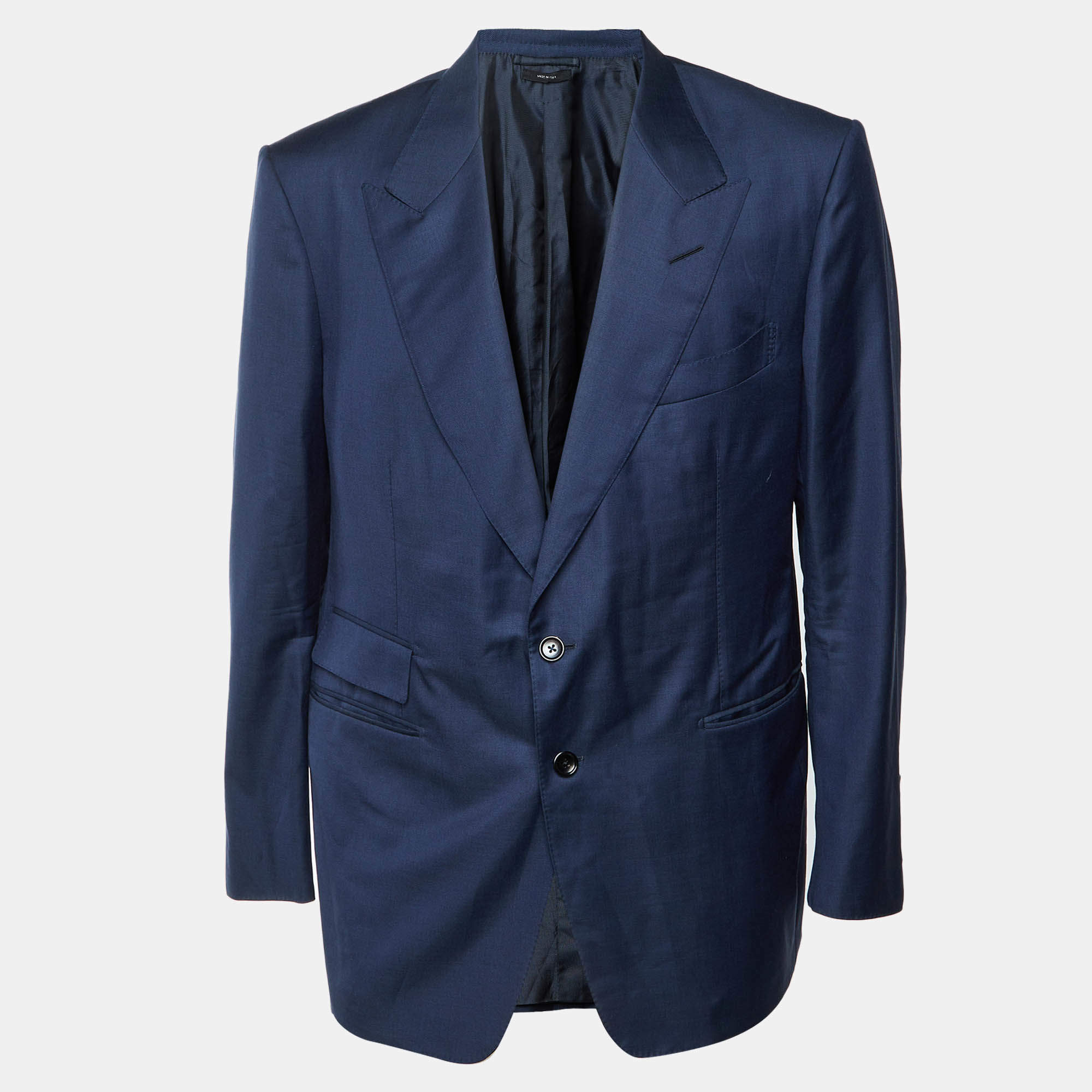 Pre Owned Tom Ford Navy Blue Wool Single Breasted Shelton Blazer XL