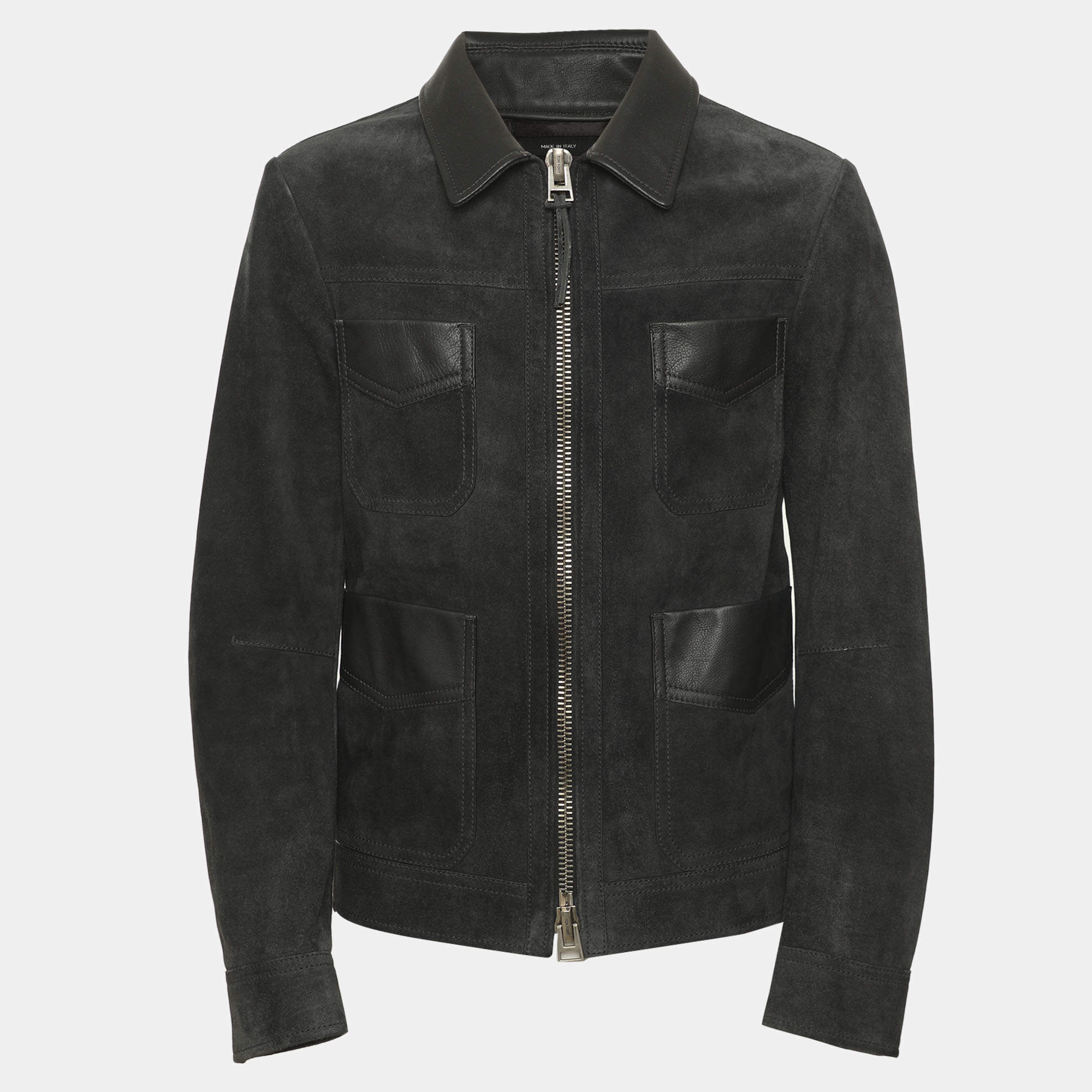 Pre Owned Tom Ford Dark Grey Suede Field Jacket S