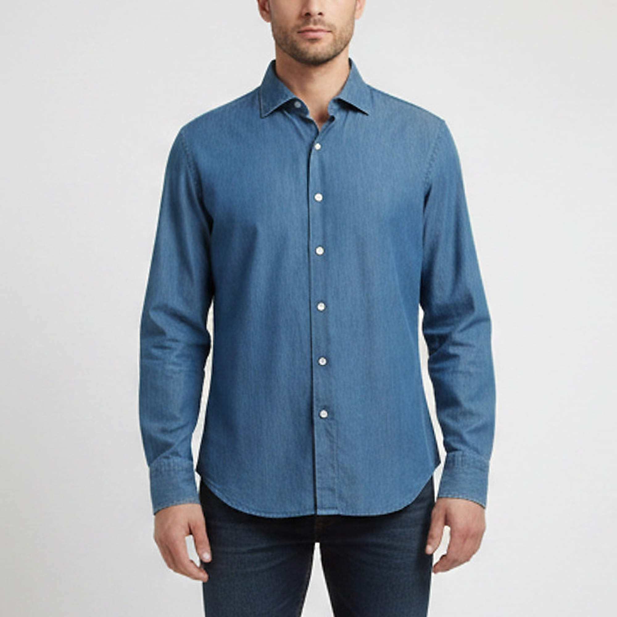 Pre Owned Tom Ford Blue Chambray Long Sleeve Shirt XL