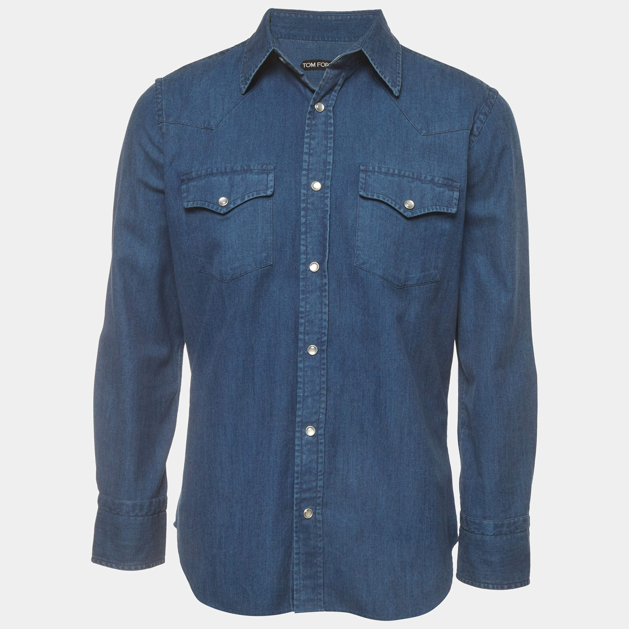 Pre Owned Tom Ford Blue Chambray Button Down Shirt L