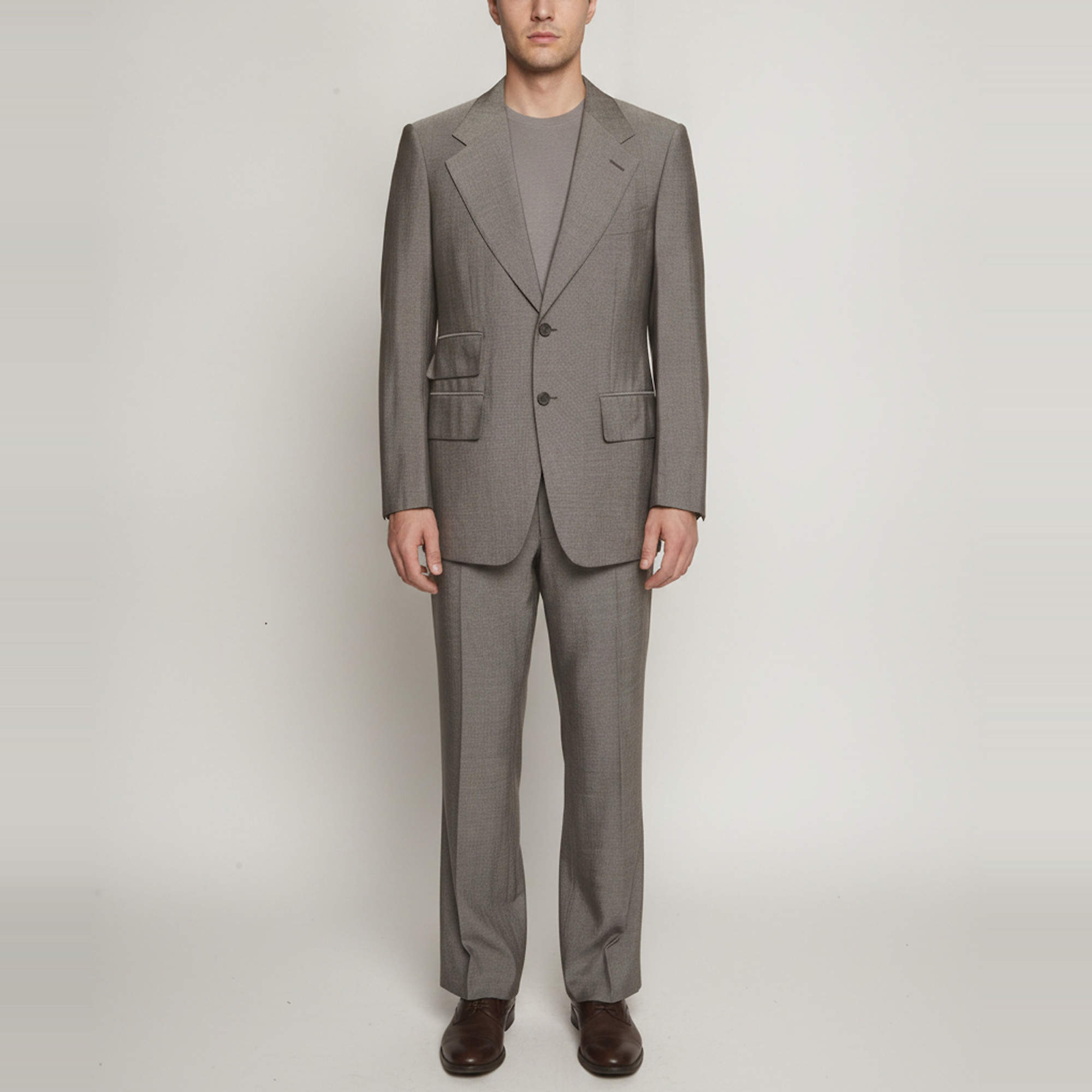 Pre Owned Tom Ford Grey Wool Blend Single Breasted Suit L