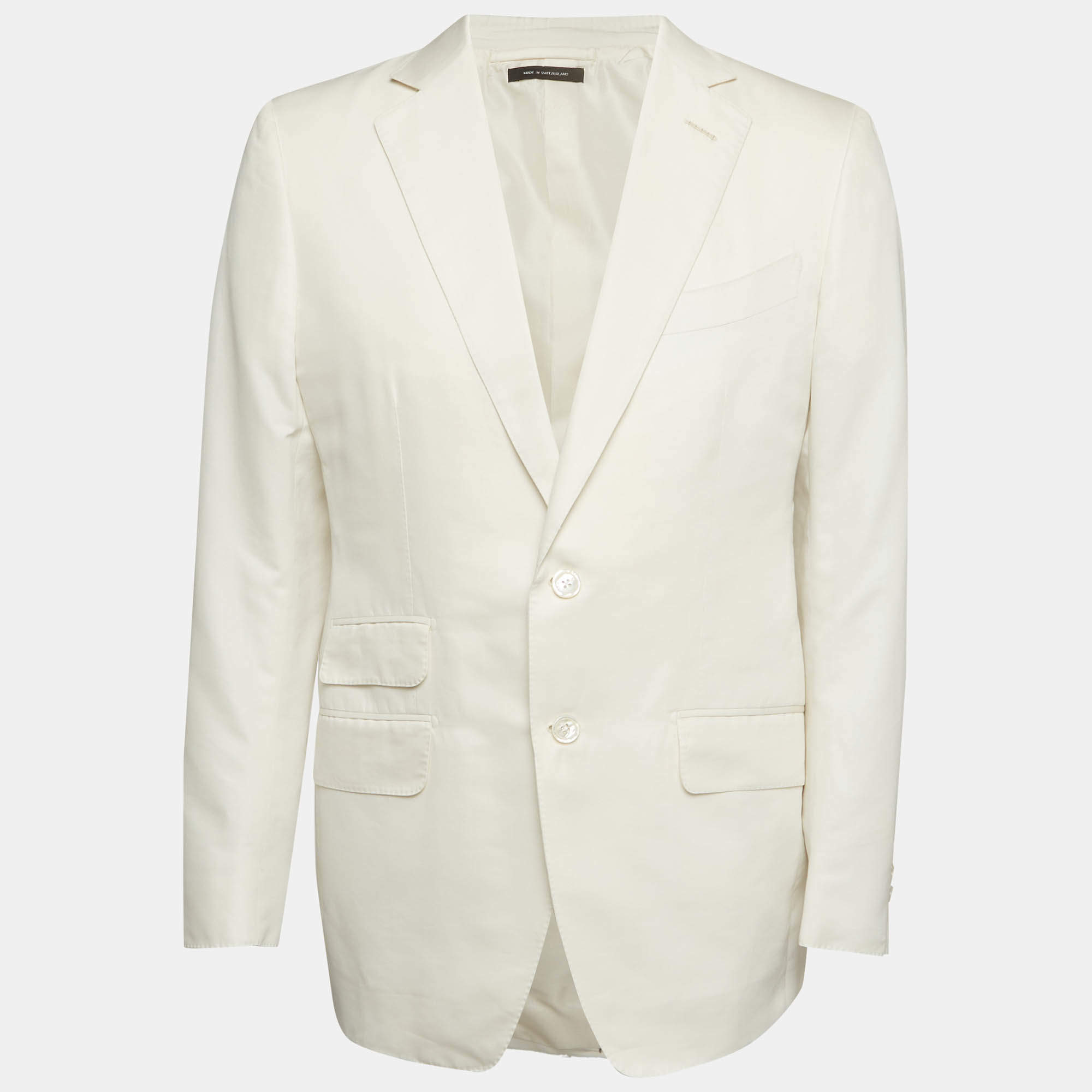 Pre Owned Tom Ford Off White Gabardine Single Breasted Blazer XL