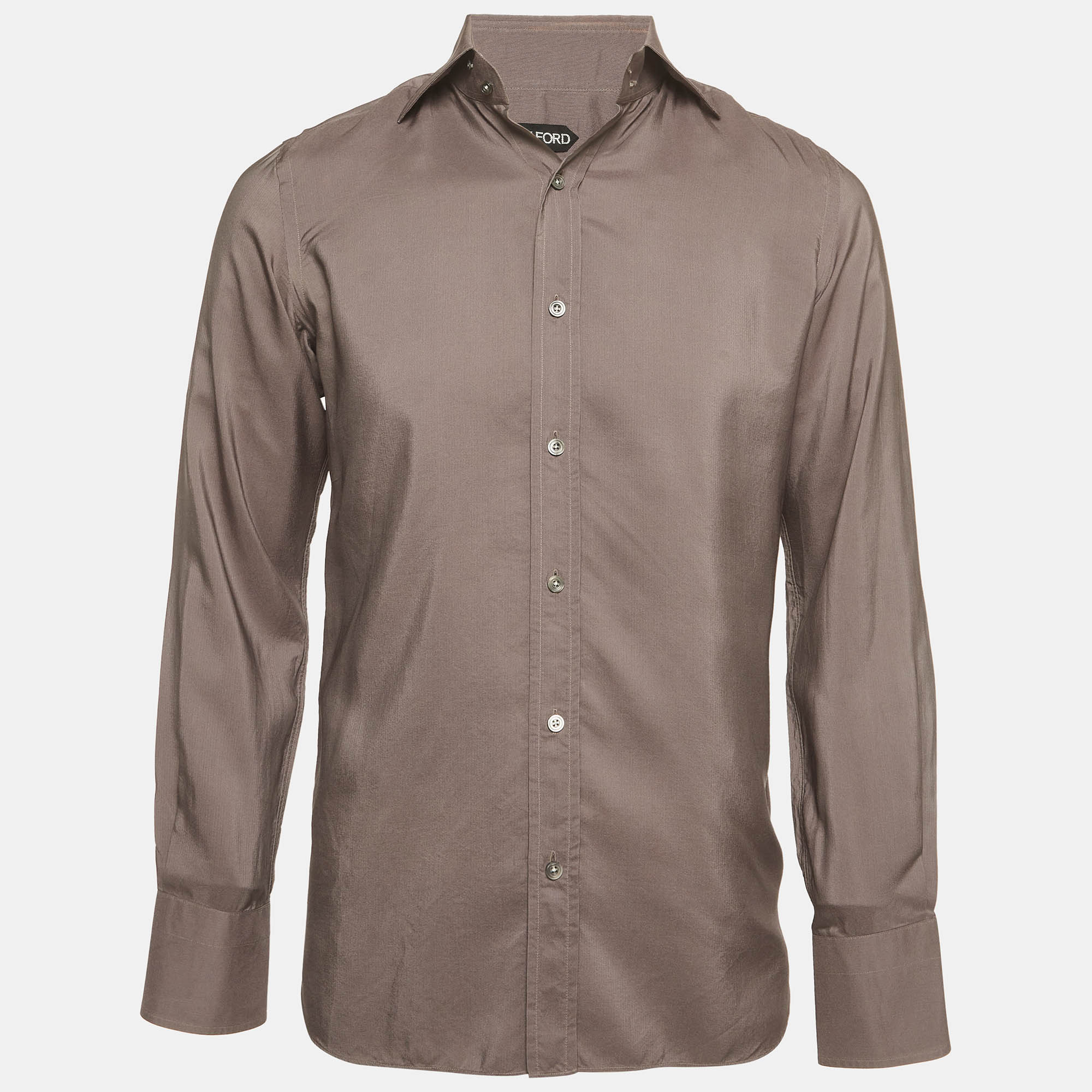 Pre Owned Tom Ford Grey Silk Button Down Camicia Shirt S