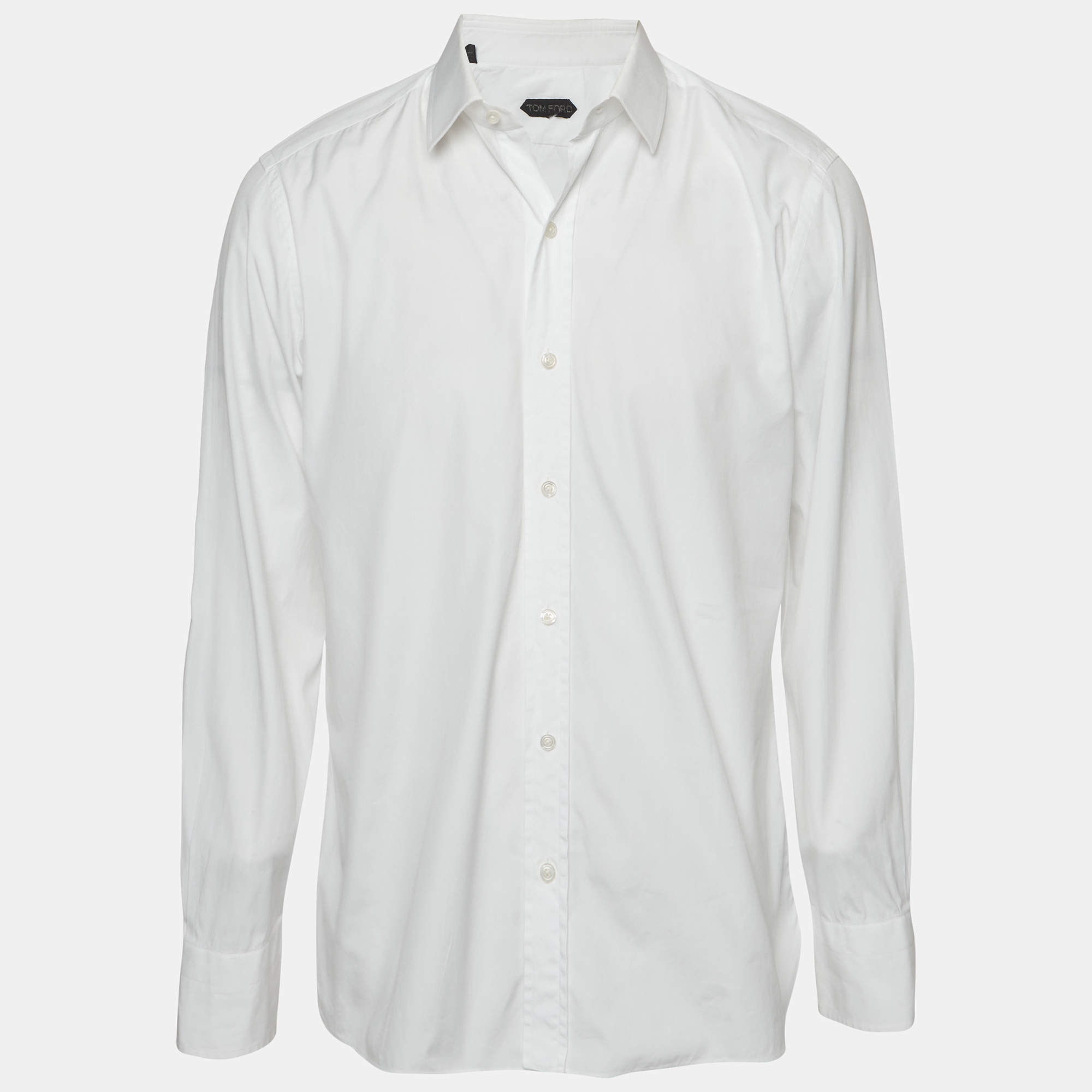 Pre Owned Tom Ford White Cotton Button Front Shirt XL 