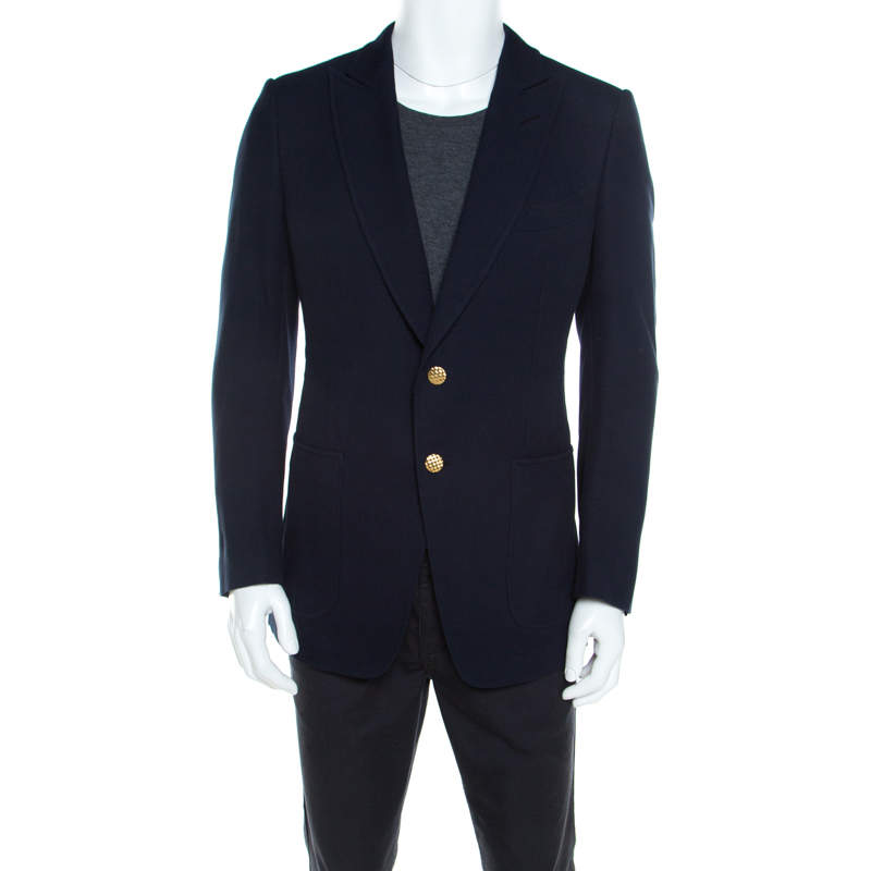 Tom Ford Navy Blue Waffle Textured Cotton Canvas Buckley Jacket L Tom Ford  | TLC