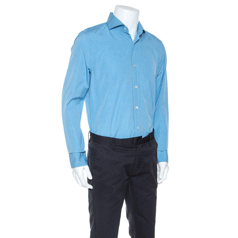 Tom Ford Blue Pinpoint Cotton Classic Fit Shirt XL Tom Ford | TLC