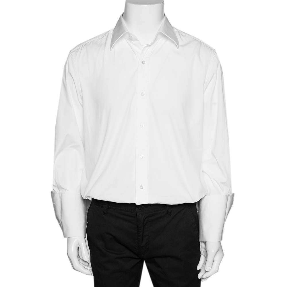 Tom Ford White Cotton Double Cuff Long Sleeve Shirt XL Tom Ford | TLC