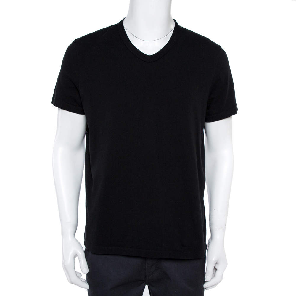 Pre Owned Tom Ford Black Cotton Short Sleeve V-Neck T-Shirt XL