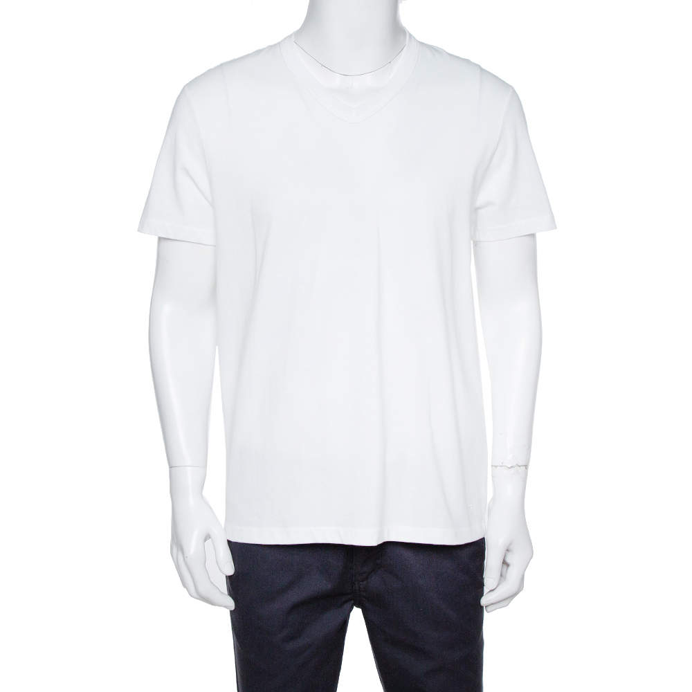 Pre Owned Tom Ford White Cotton Short Sleeve V-Neck T-Shirt XL