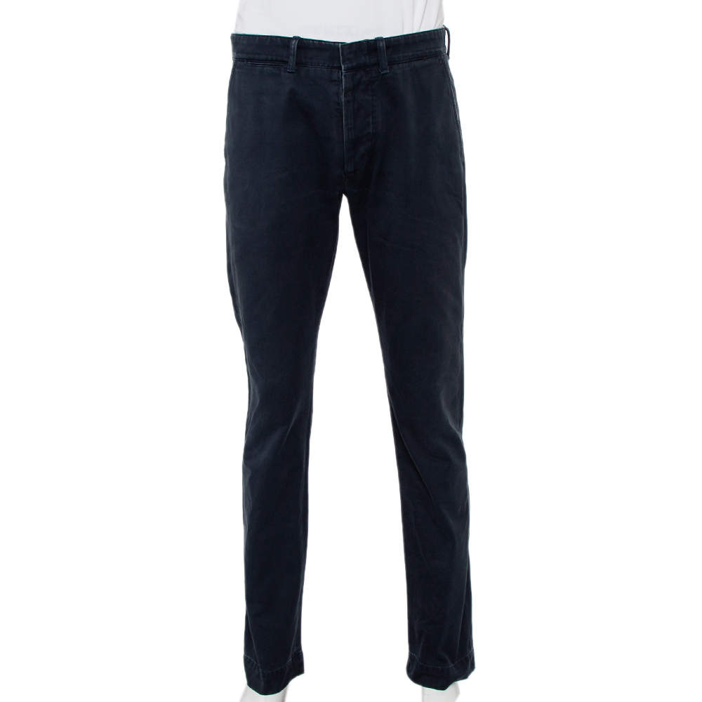 Pre Owned Tom Ford Navy Blue Cotton Chino Trousers M