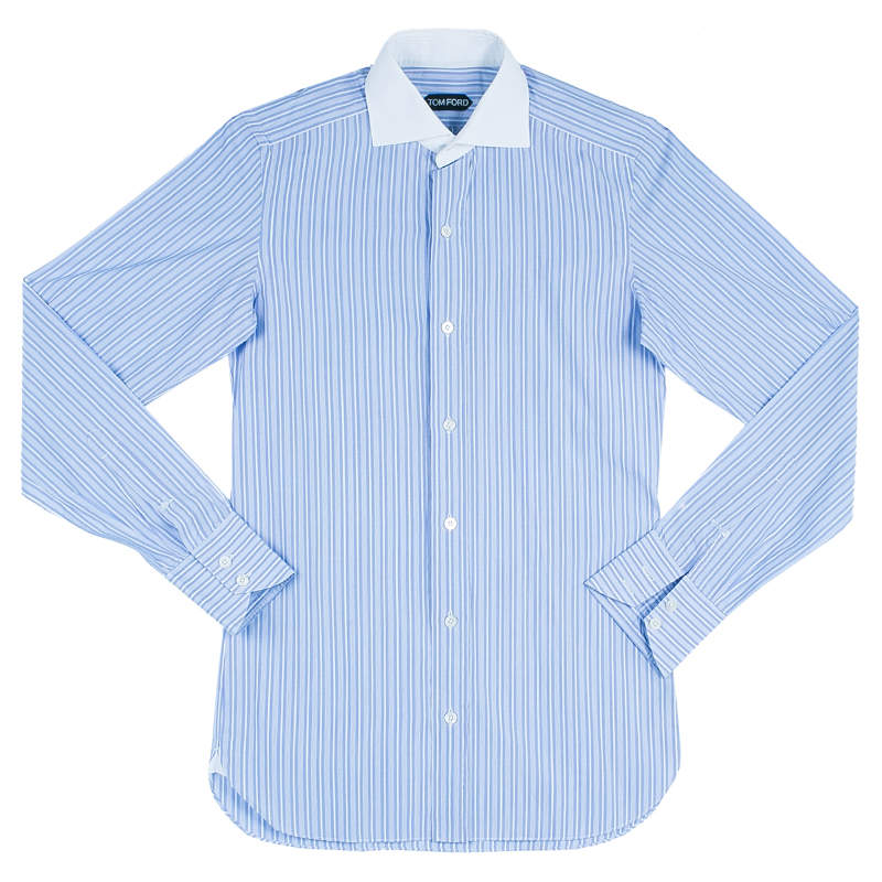 Tom Ford Men's Blue Fine Striped Shirt S Tom Ford | TLC
