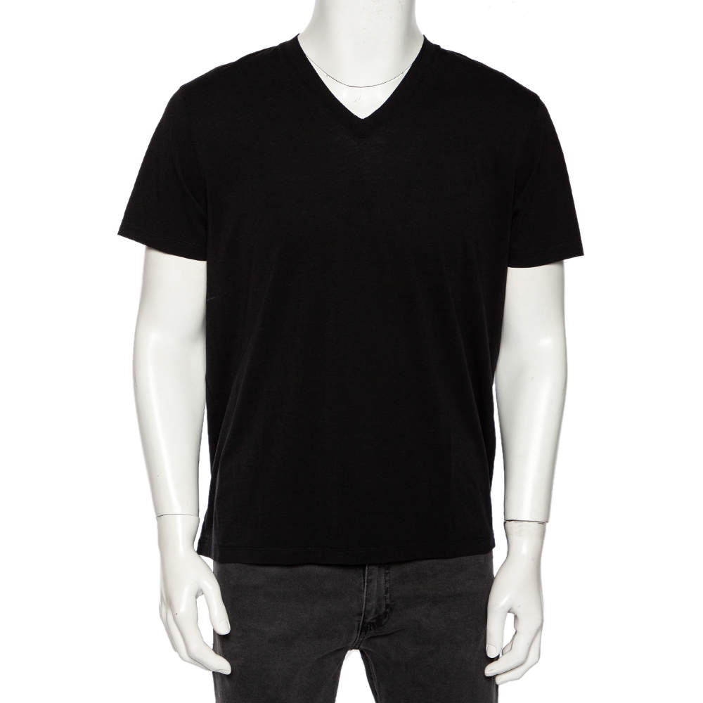 مملوكة مسبقًا Tom Ford Black Jersey V-Neck T-Shirt XL 