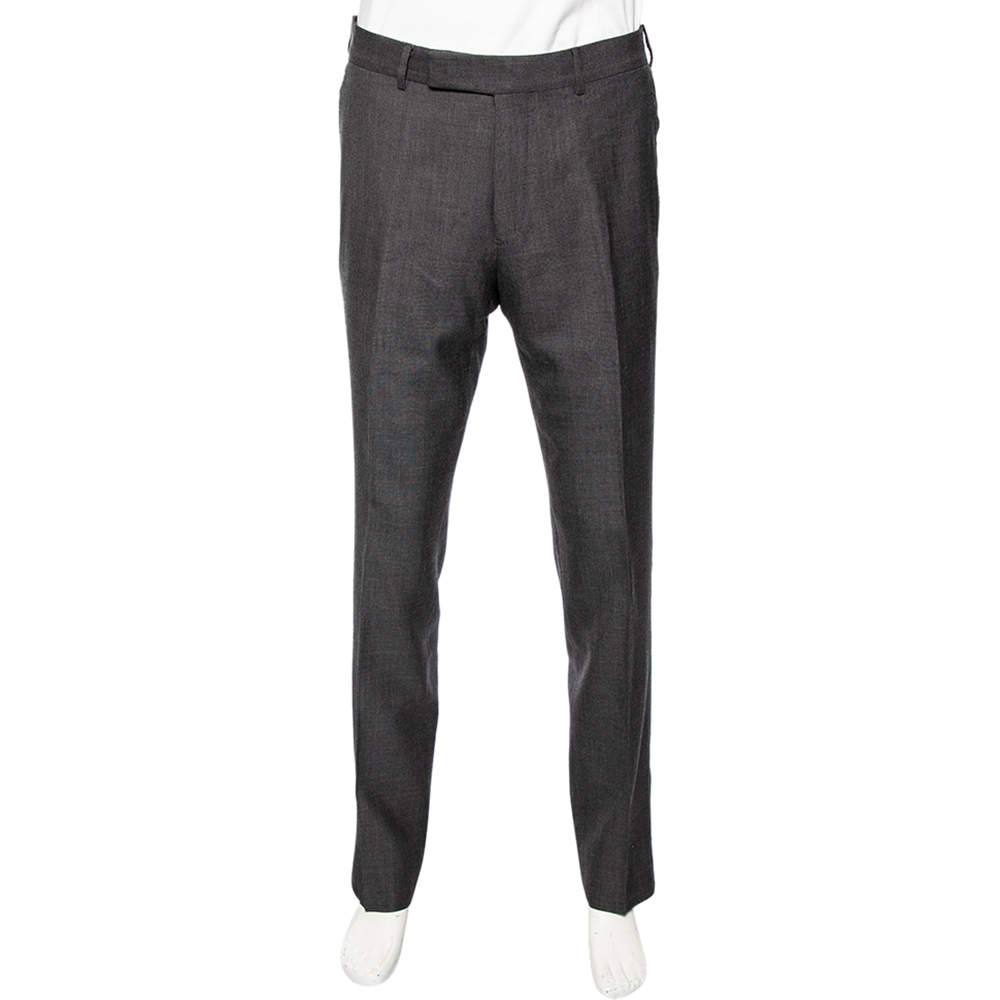 Pre Owned Tom Ford Grey Wool & Silk Tapered Leg Pants L