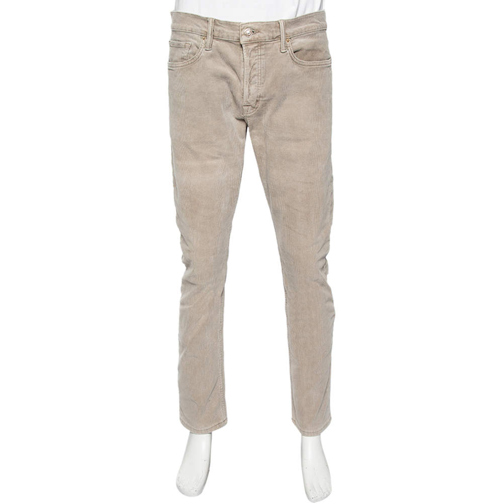 Pre Owned Tom Ford Grey Corduroy Straight Leg Pants L