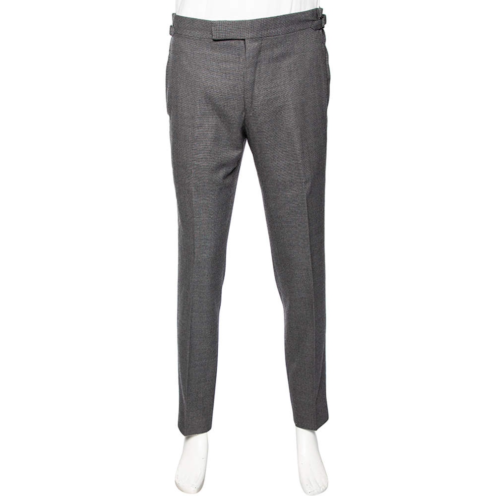 Pre Owned Tom Ford Charcoal Grey Wool & Silk Pants L