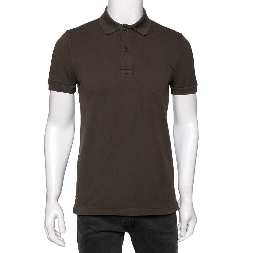 مملوكة مسبقًا Tom Ford Green Cotton Pique Short Sleeve Polo T-Shirt M